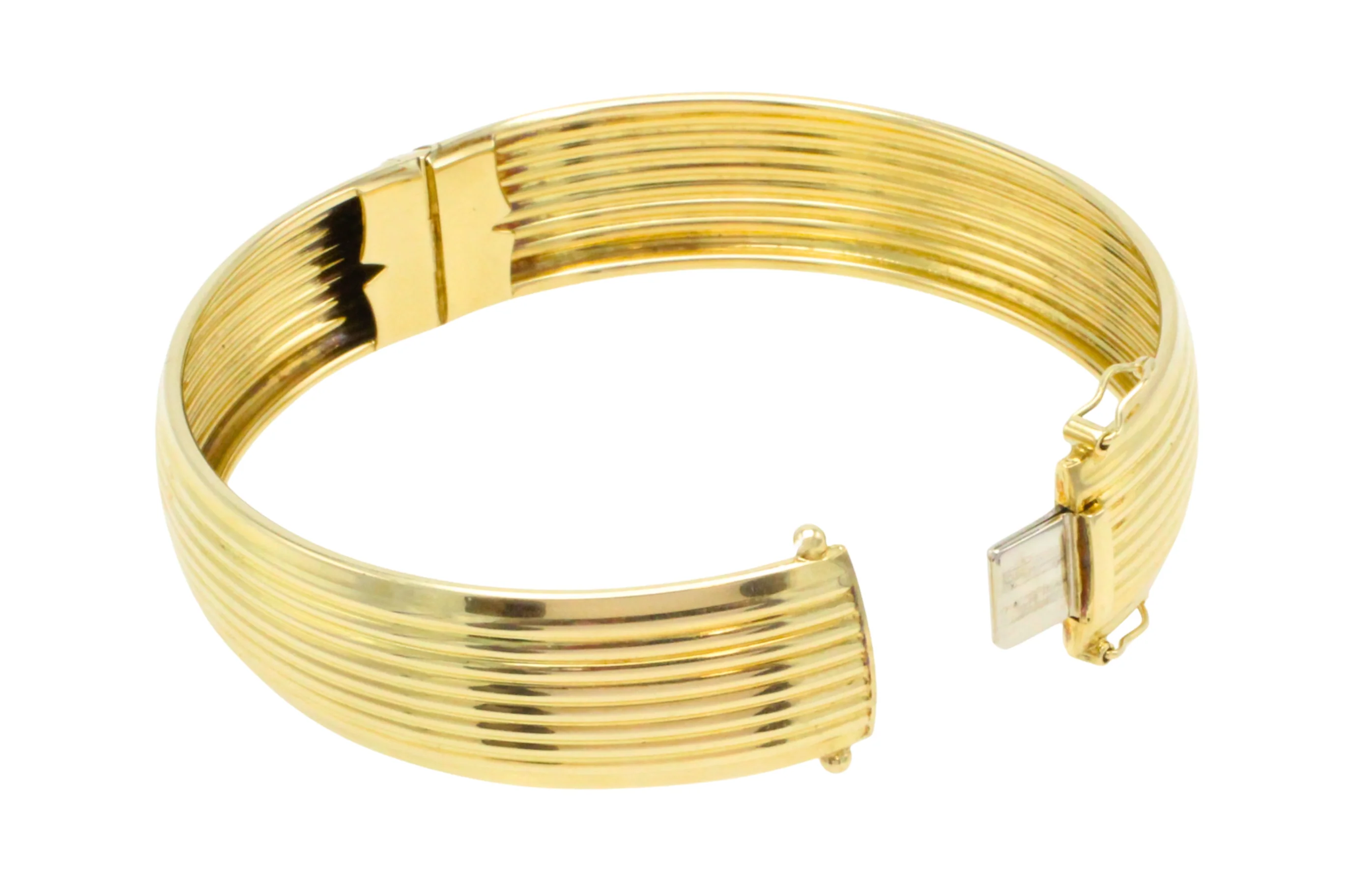 14 carat gold hinged bracelet with ridges - Image 5