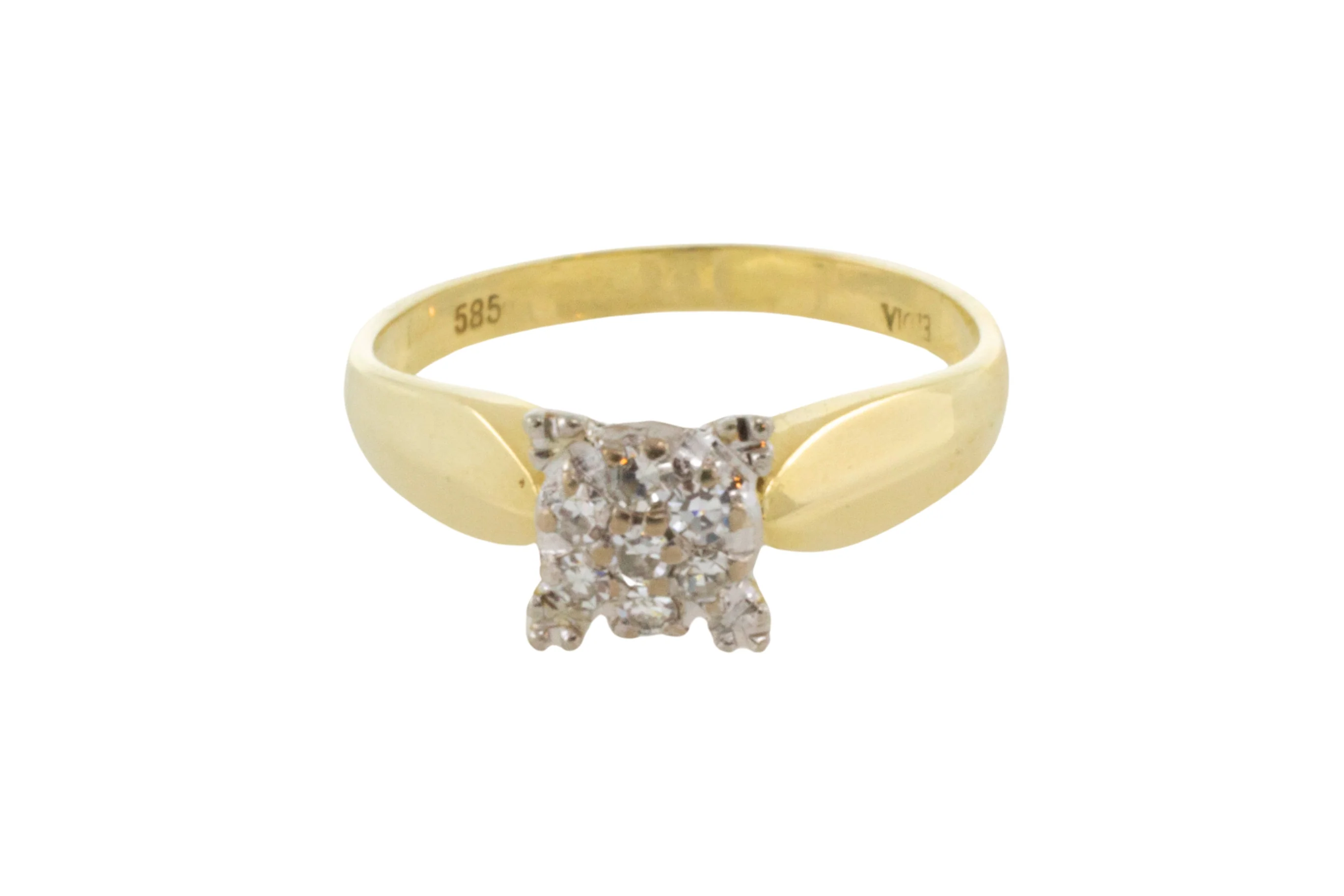 14 carat gold solitaire style ring with diamonds - Image 2