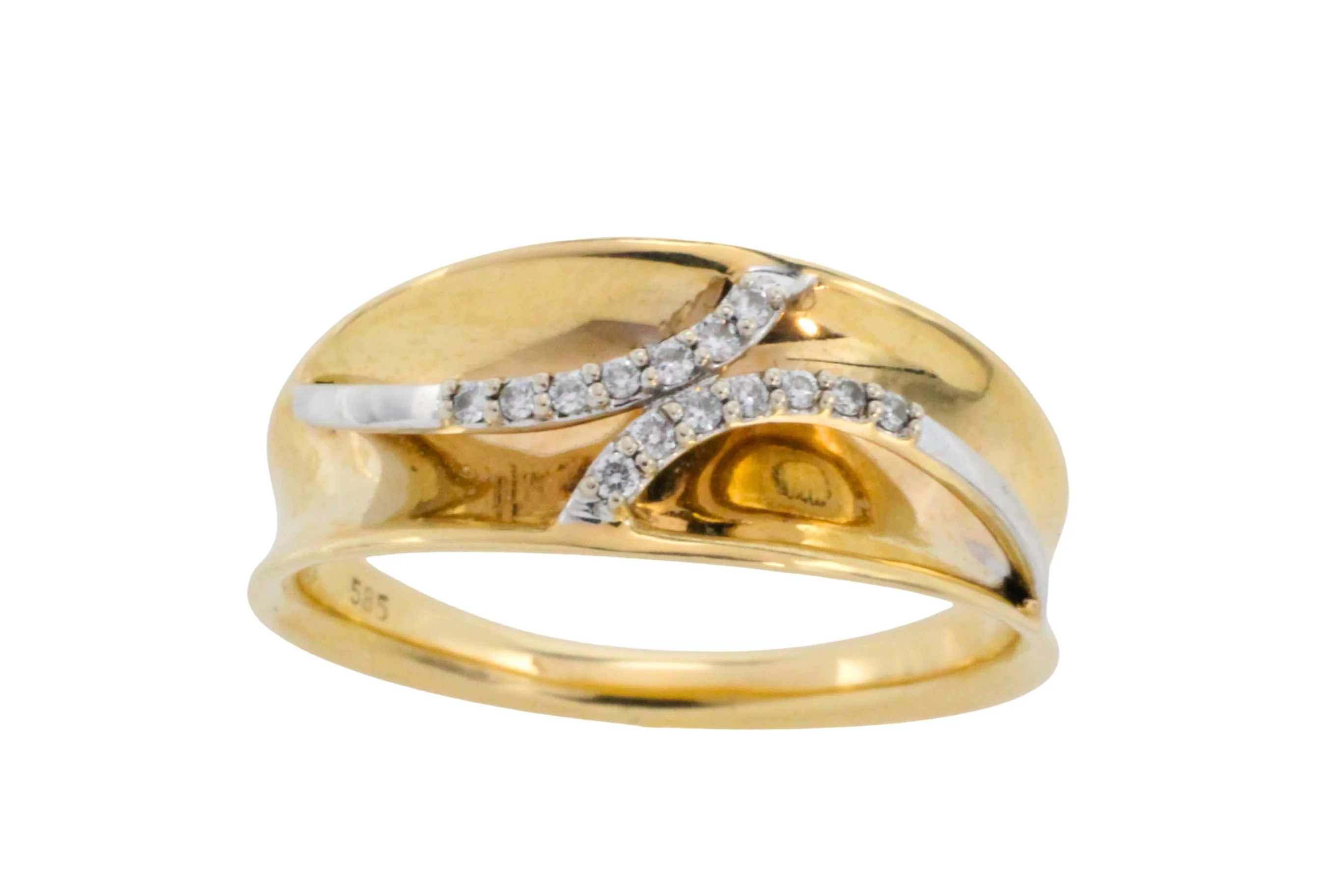 14 carat yellow and white gold ring with diamonds - Image 3