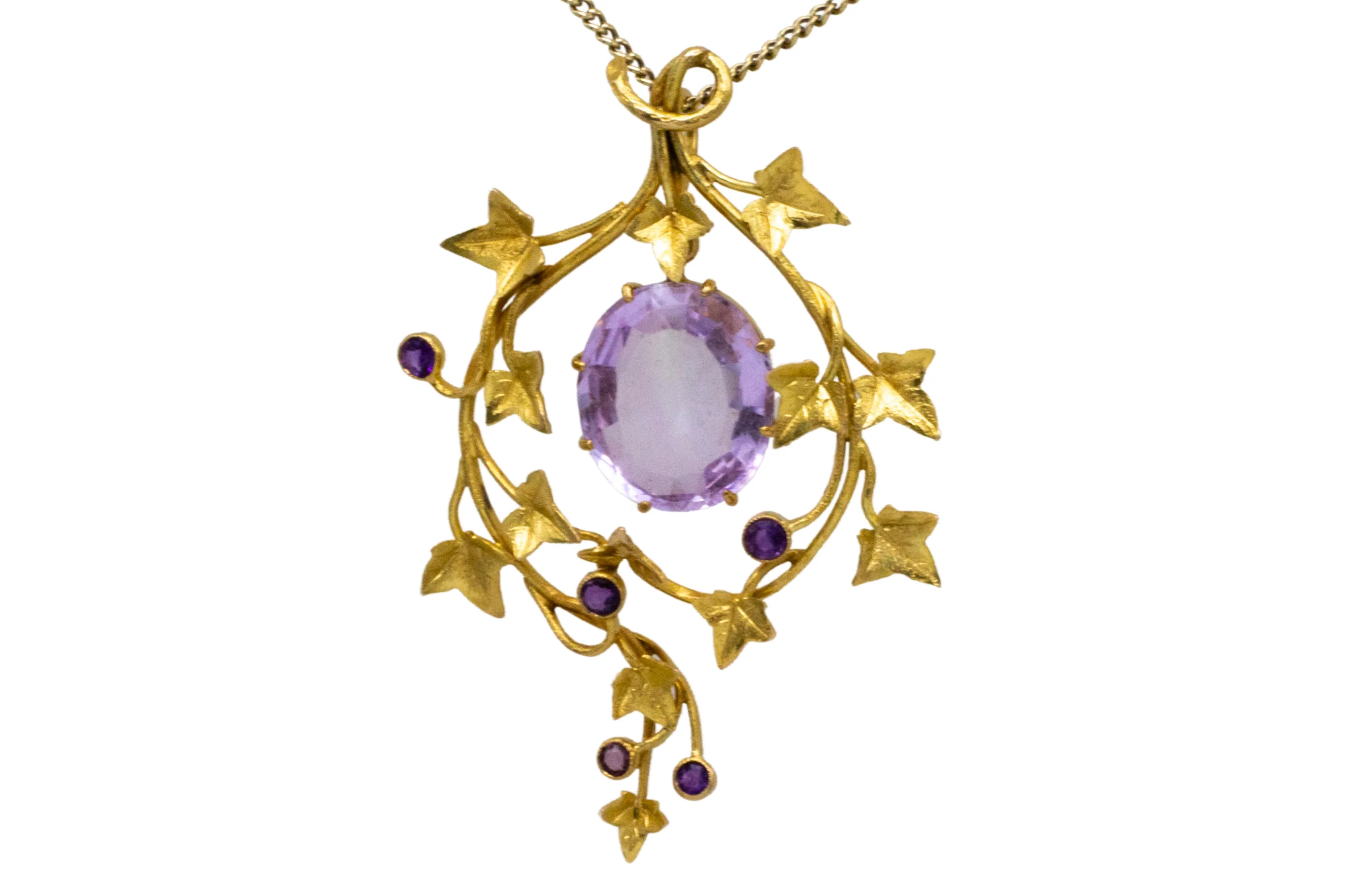 18 carat gold ivy pendant with amethyst - Image 5
