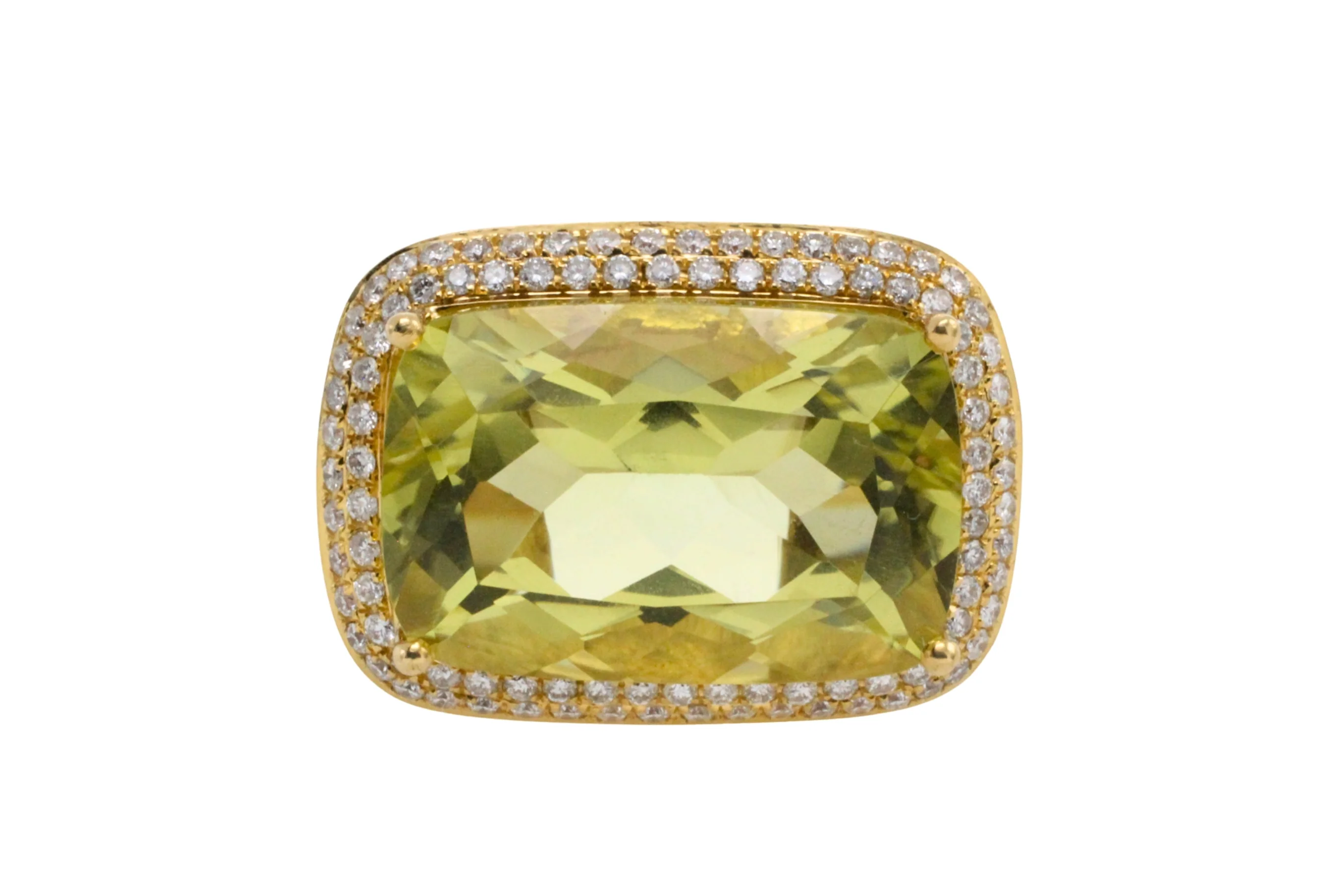 18 carat gold lemon quartz and diamond ring - Image 2