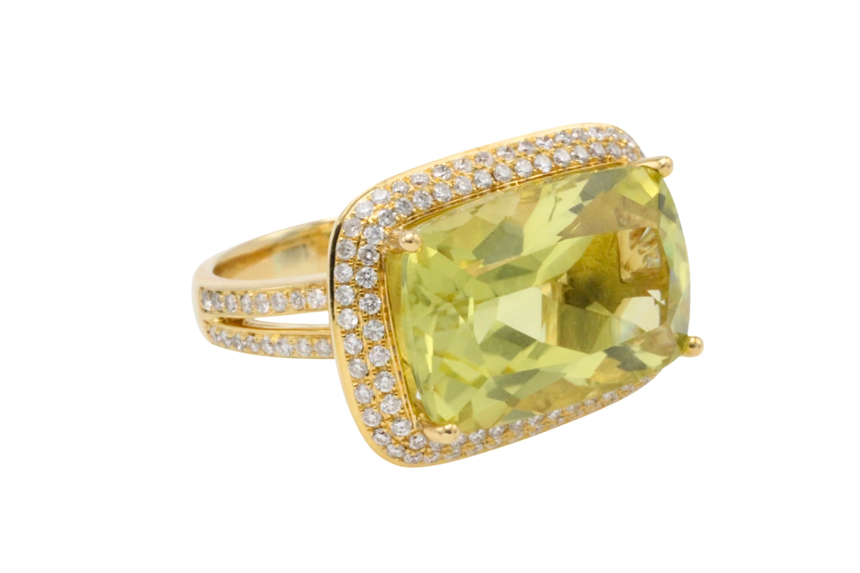 18 carat gold lemon quartz and diamond ring - Image 3