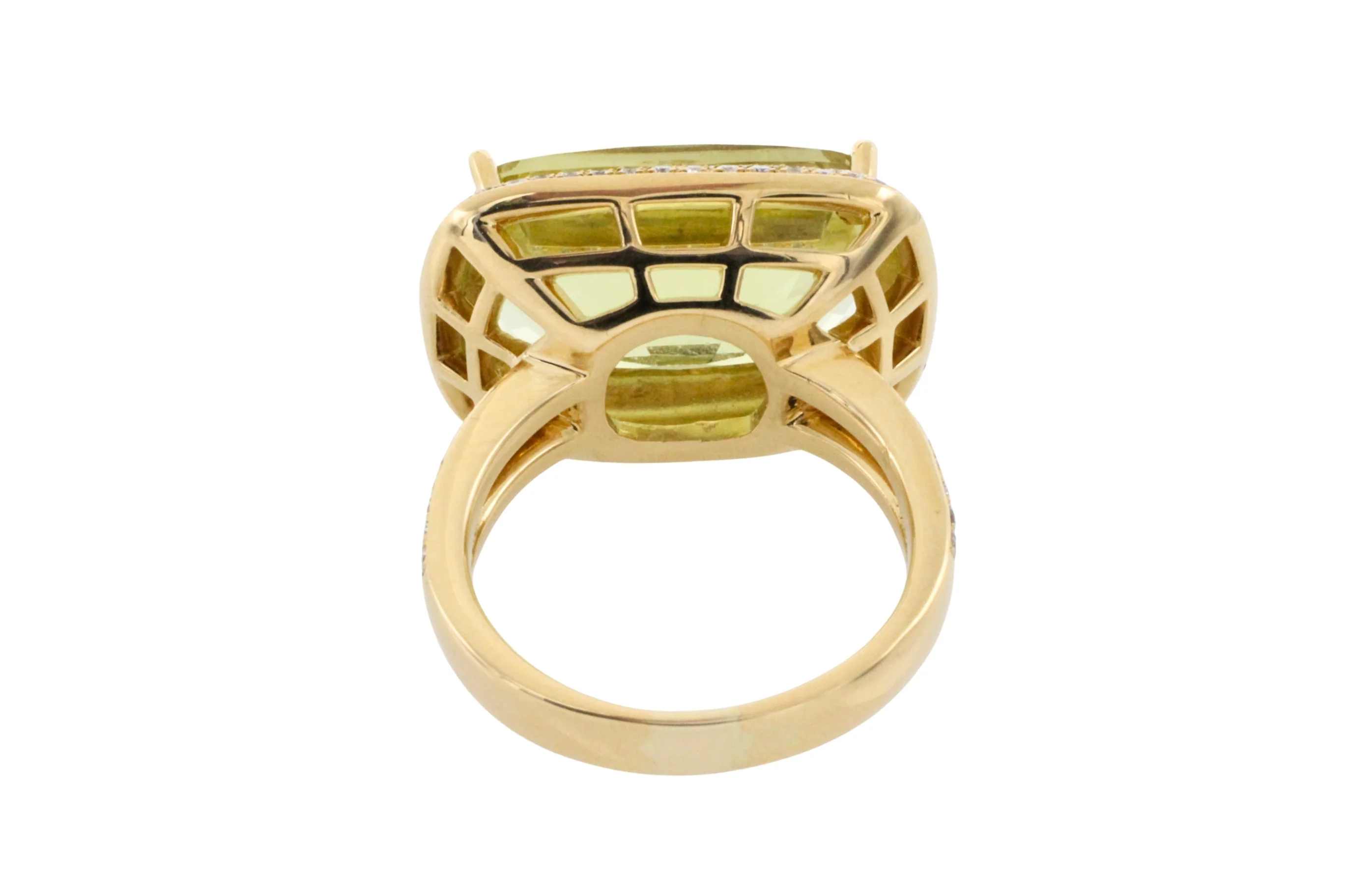 18 carat gold lemon quartz and diamond ring - Image 6
