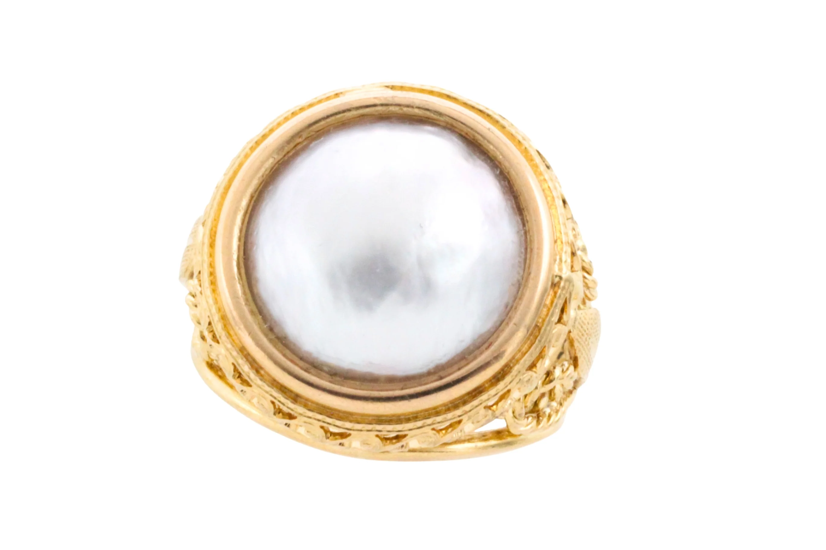 18 carat gold ring with mabe pearl - Image 3