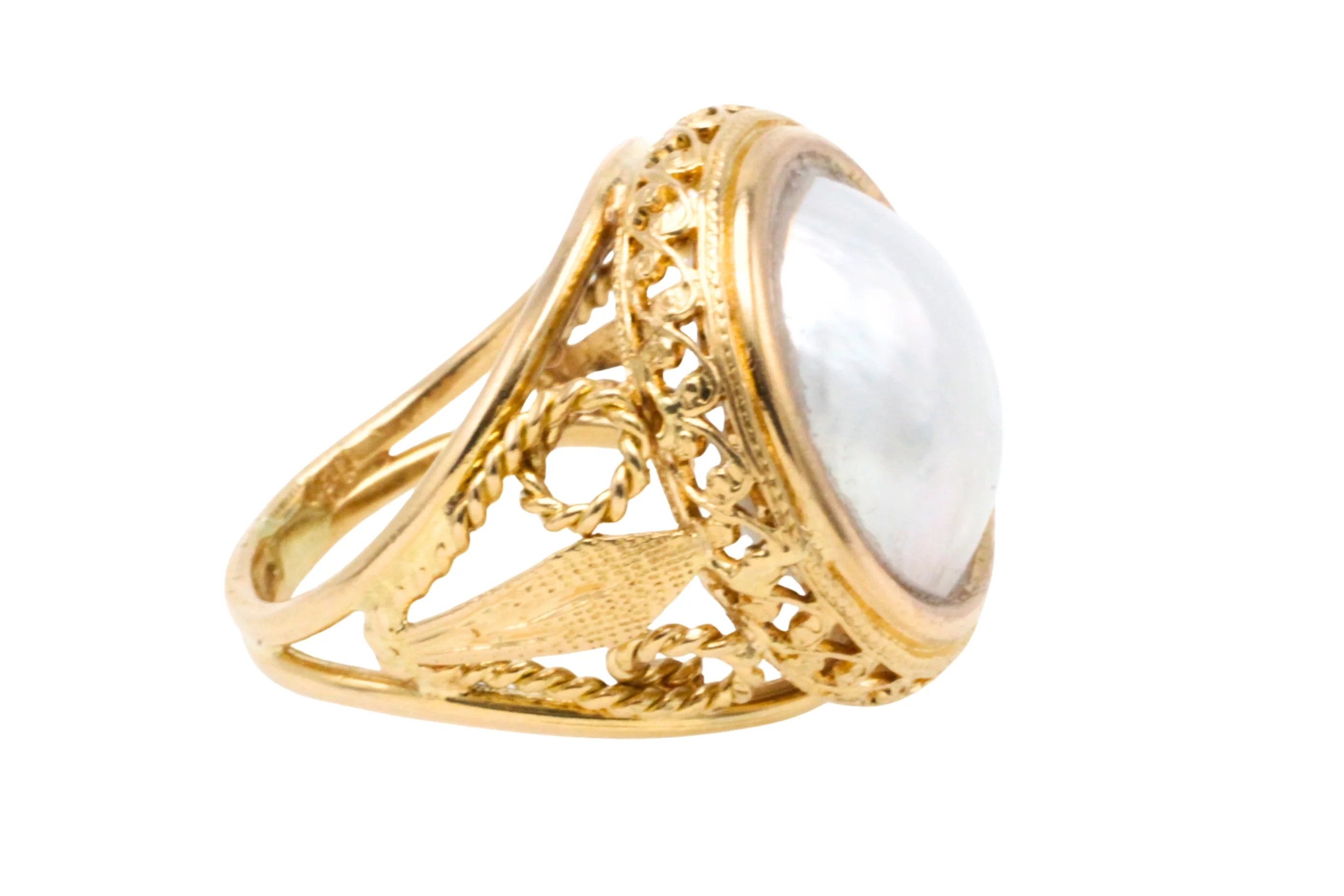 18 carat gold ring with mabe pearl - Image 4