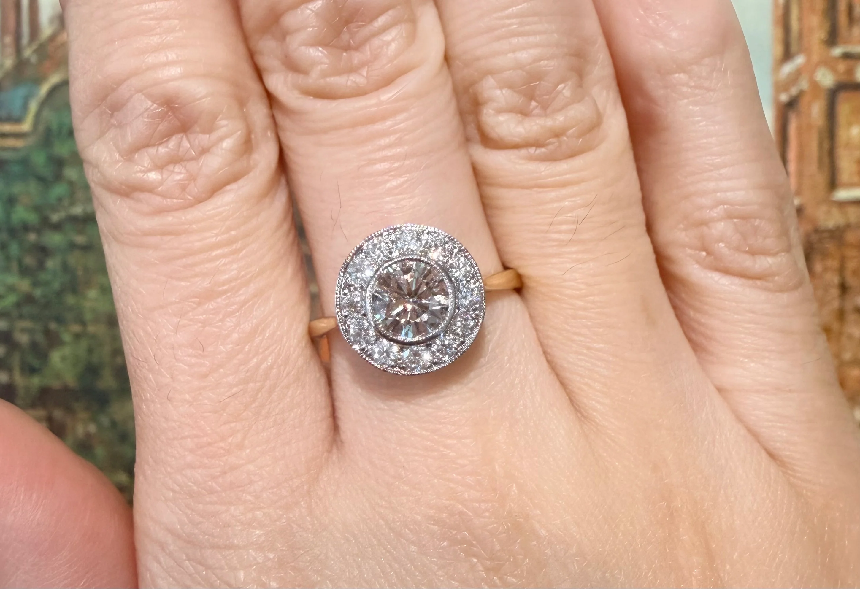 18 carat yellow and white gold diamond cluster ring - Image 7