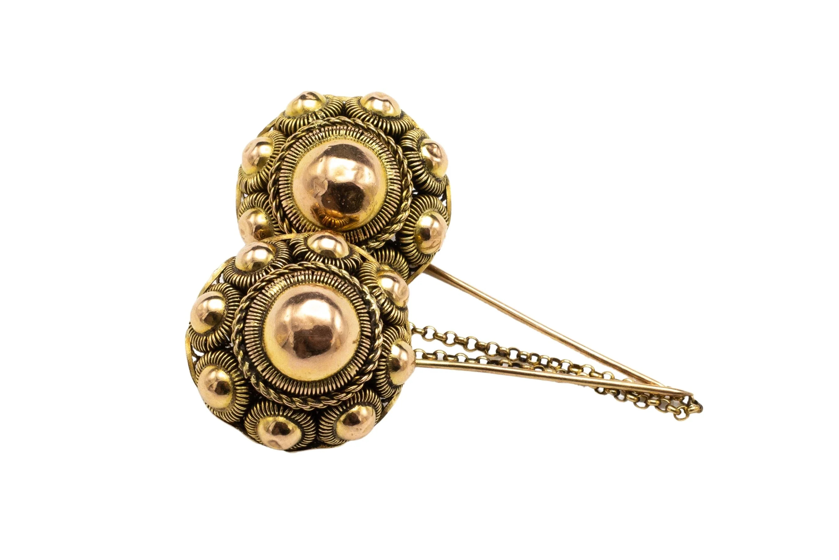A large pair of antique Dutch gold buttons - Image 6