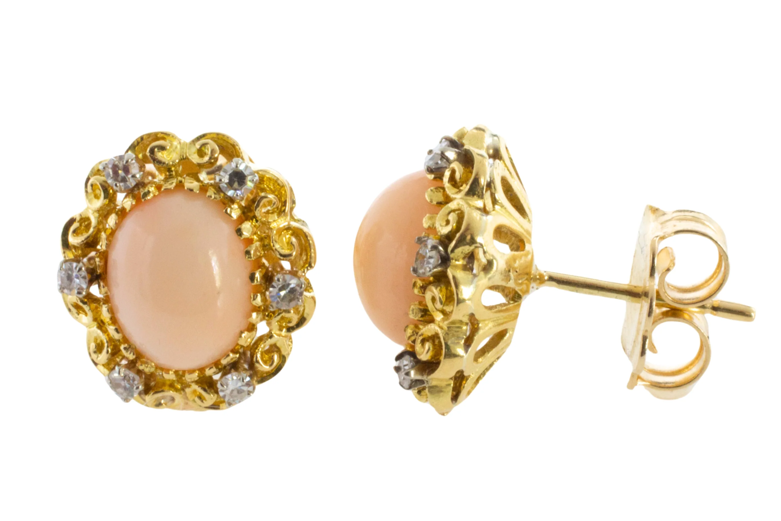 Angel skin and diamond earrings in 14 carat gold - Image 2