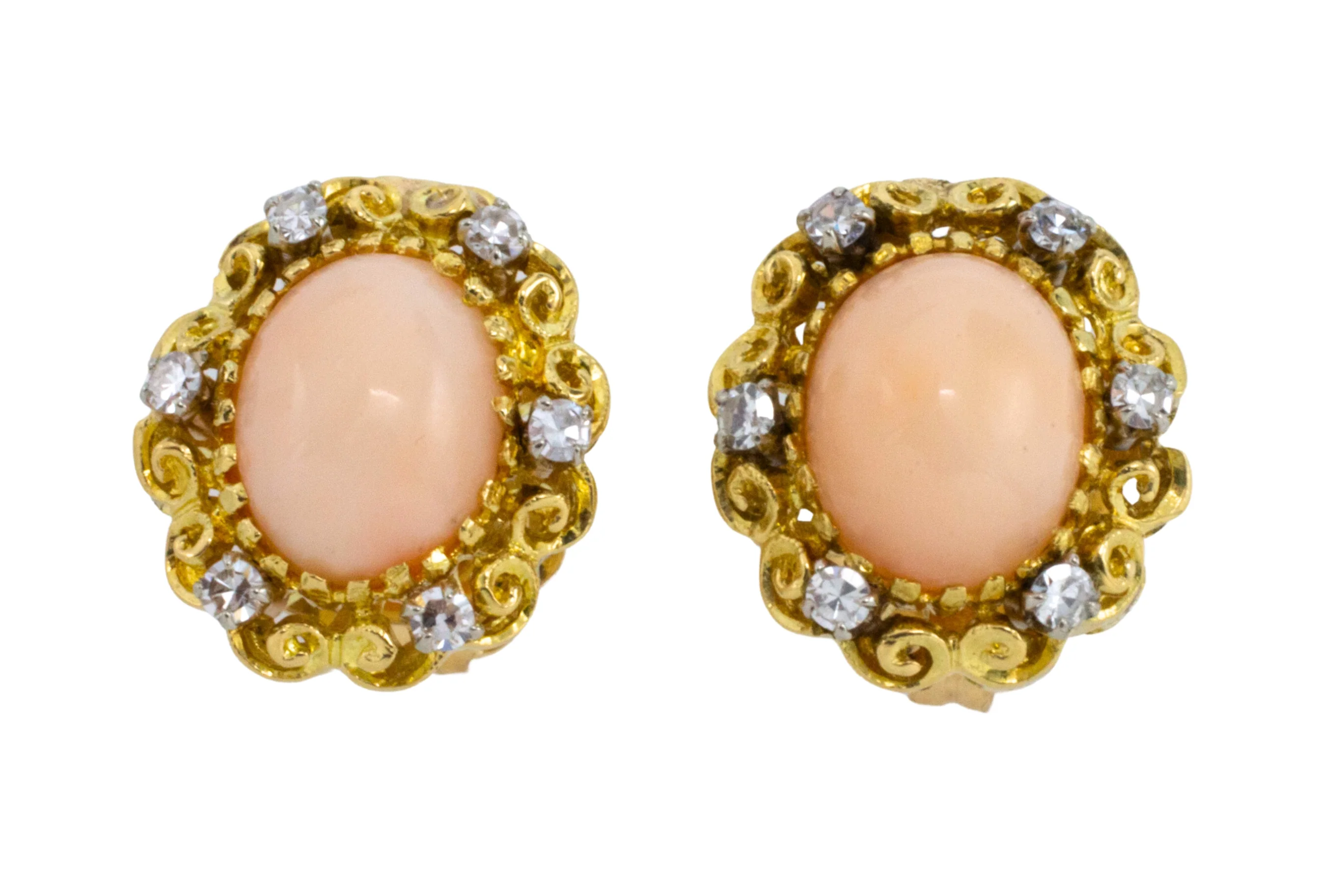Angel skin and diamond earrings in 14 carat gold - Image 3