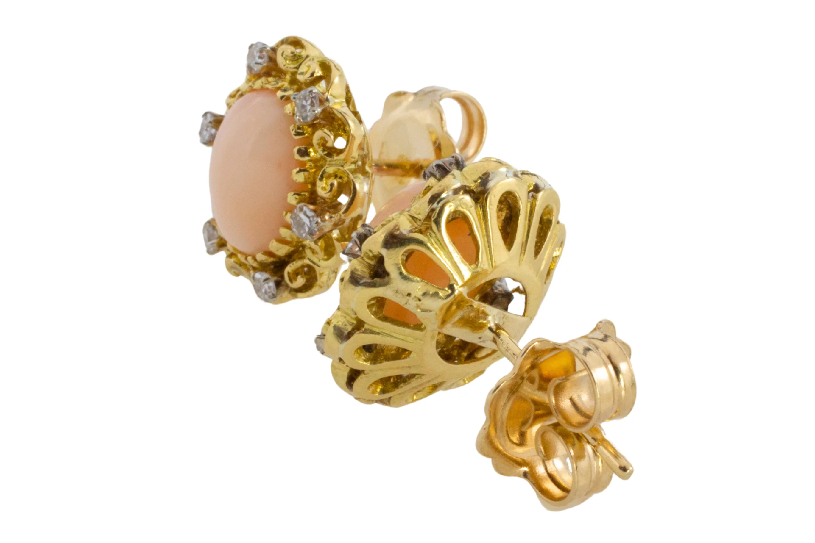 Angel skin and diamond earrings in 14 carat gold - Image 4