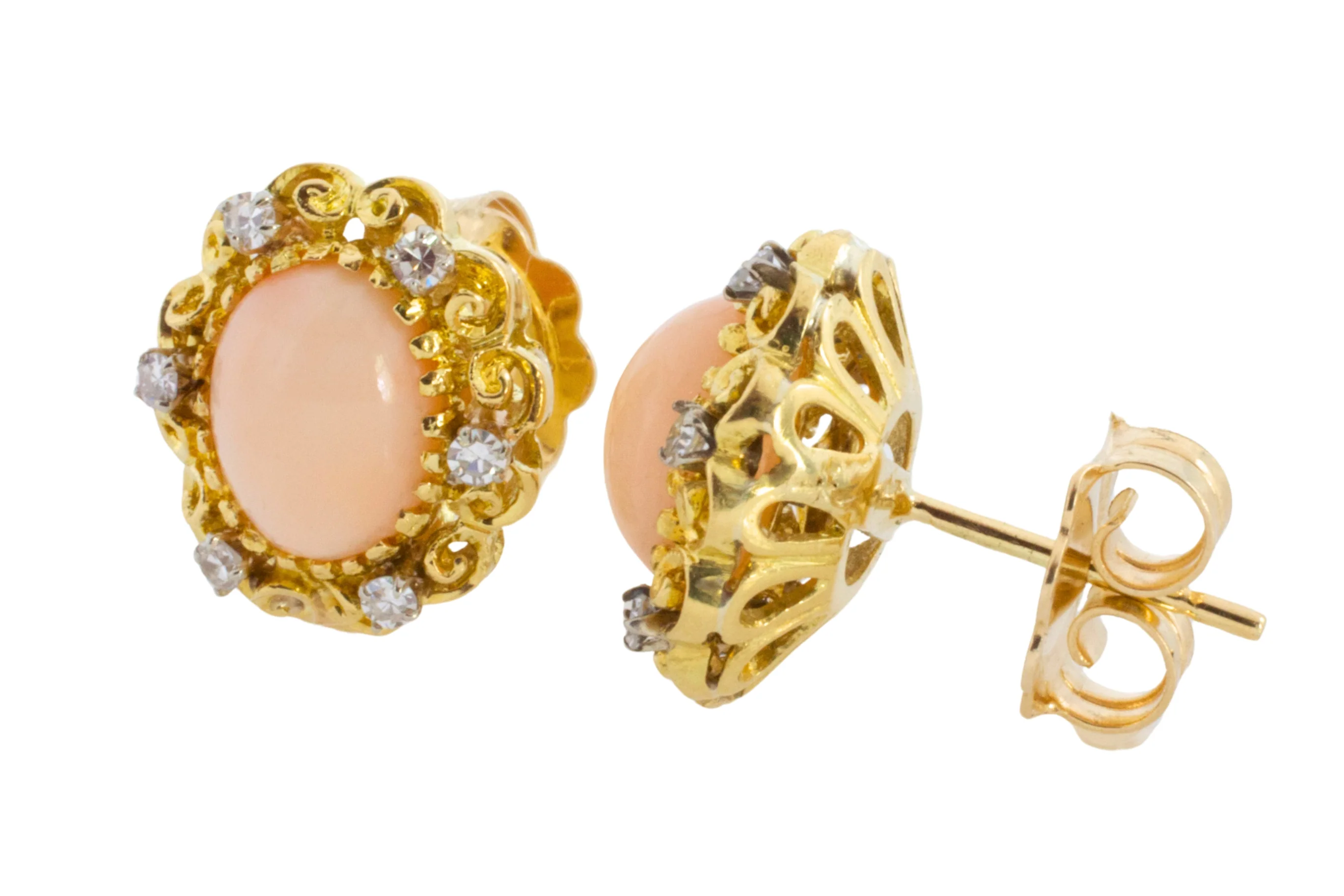 Angel skin and diamond earrings in 14 carat gold - Image 5