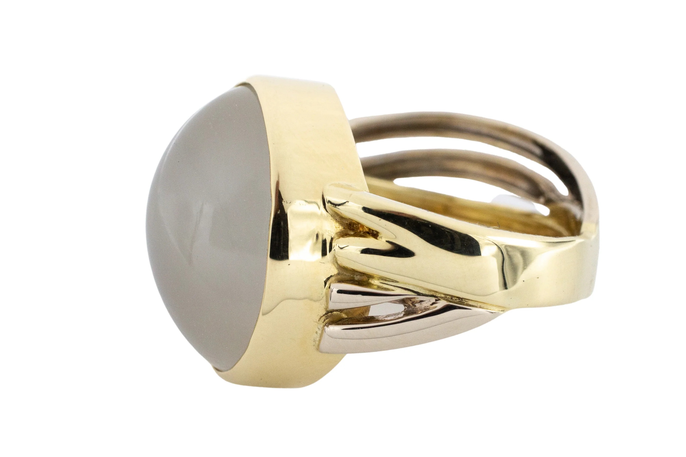 Moonstone and diamond ring in 14 carat gold - Image 4