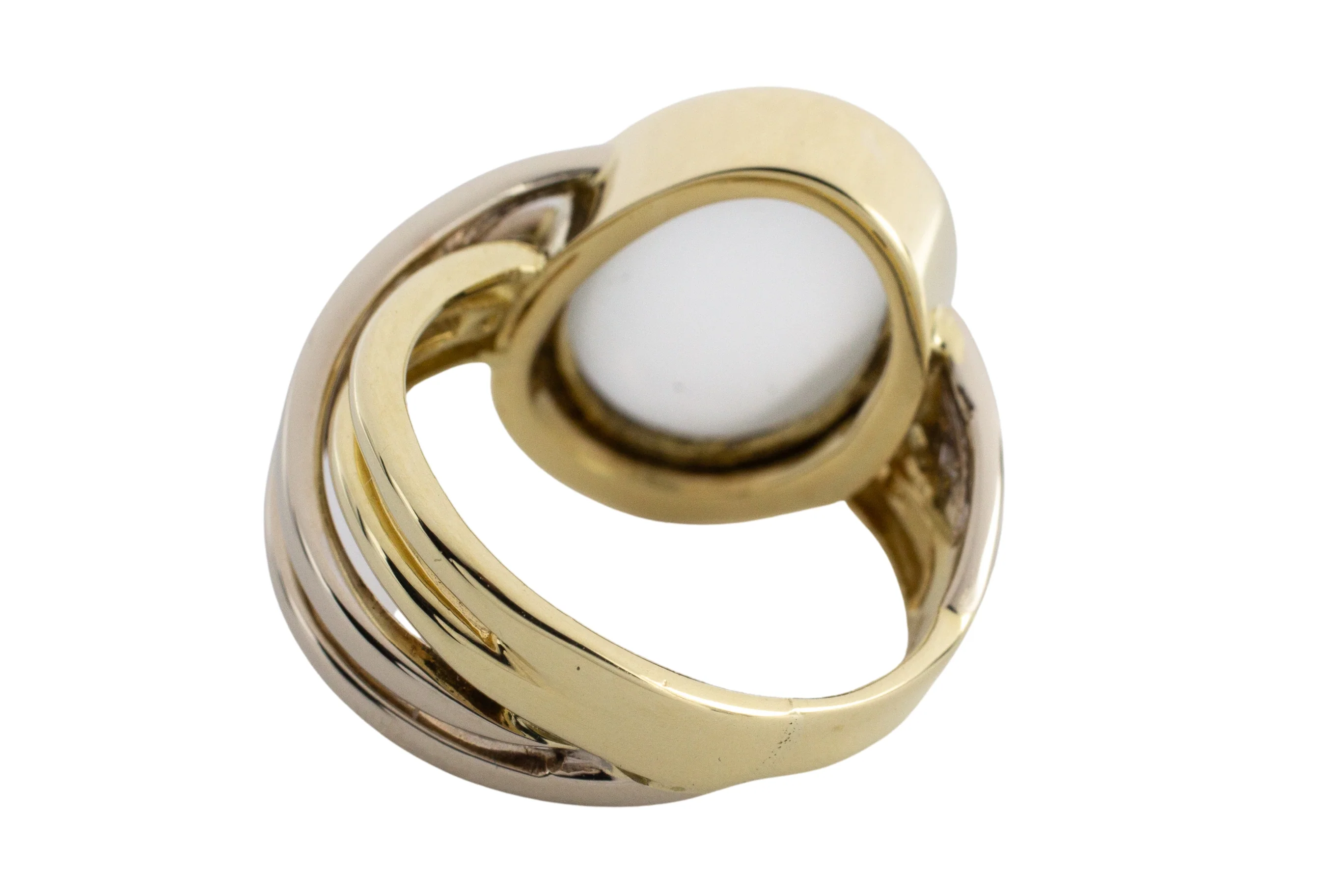 Moonstone and diamond ring in 14 carat gold - Image 5