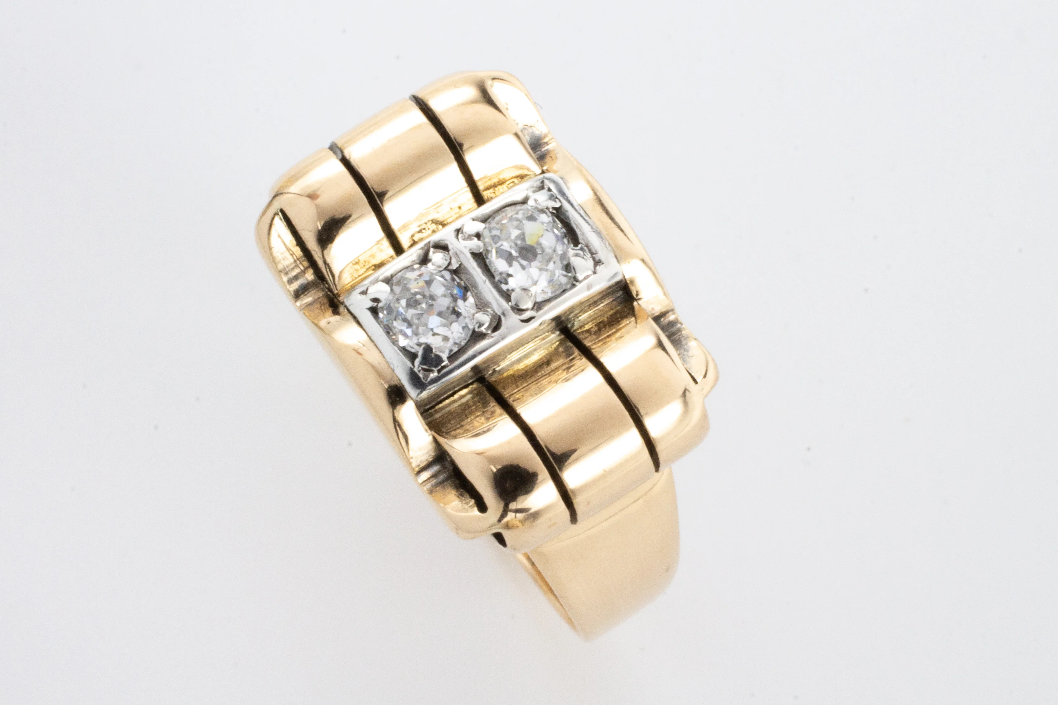 Retro gold ring with old cut diamonds - Image 3