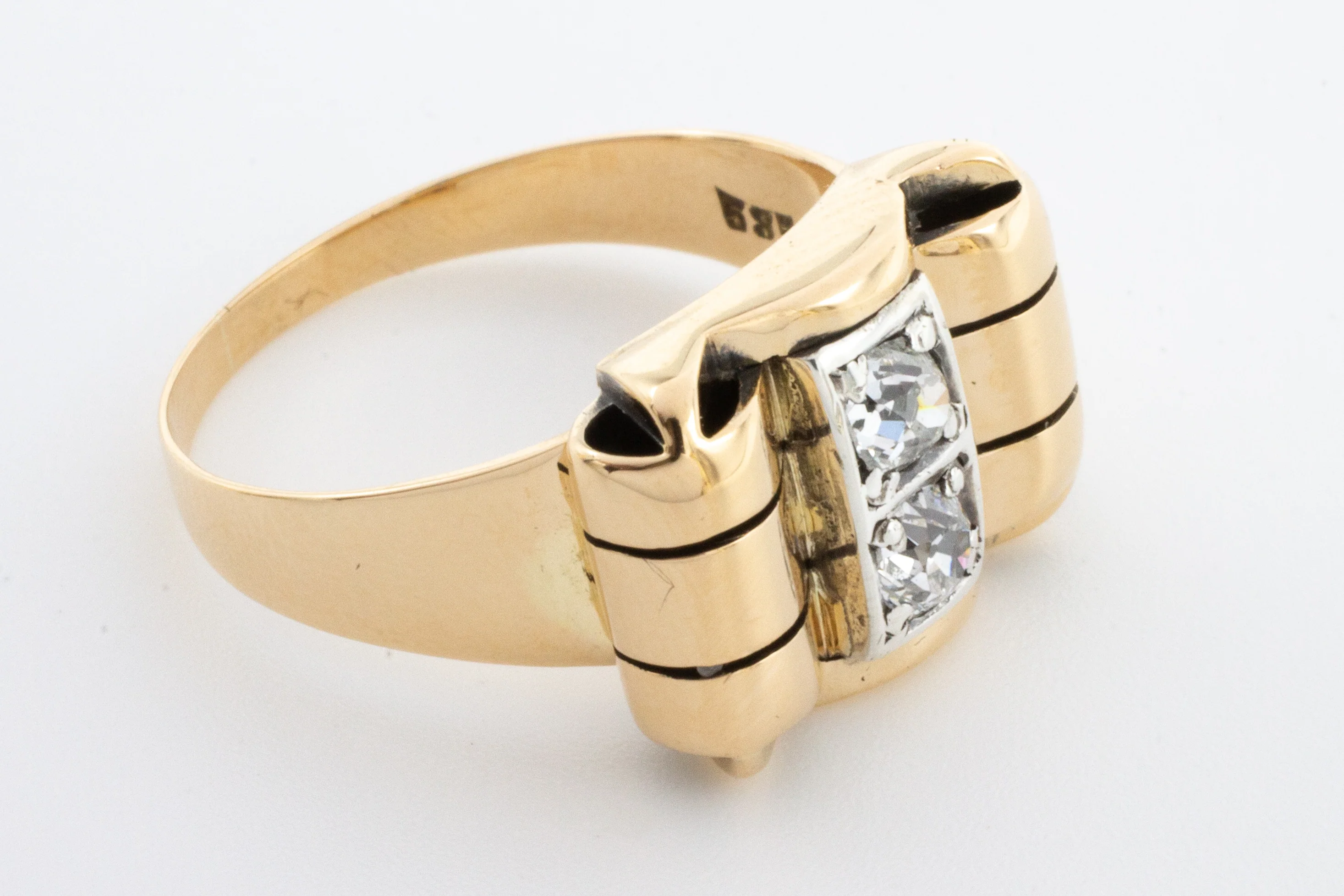 Retro gold ring with old cut diamonds - Image 4