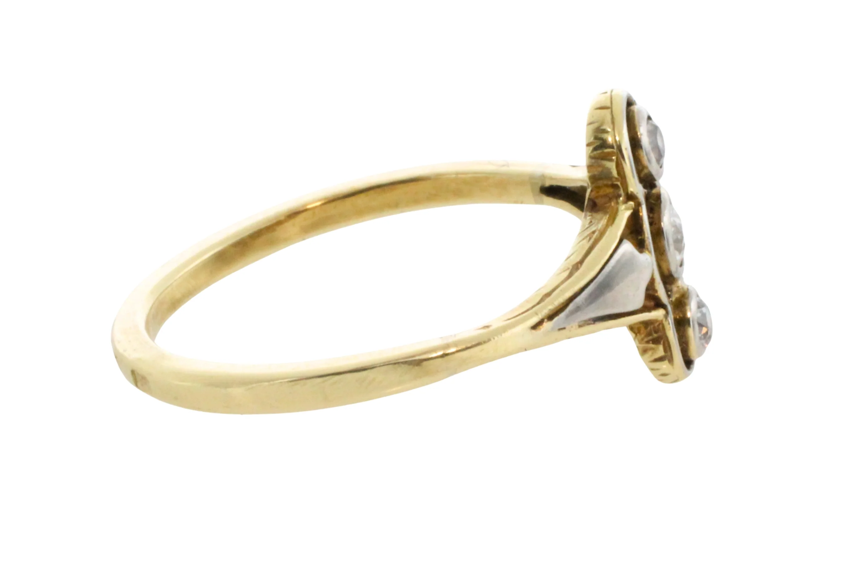 Antique diamond three stone ring in 14 carat gold - Image 5