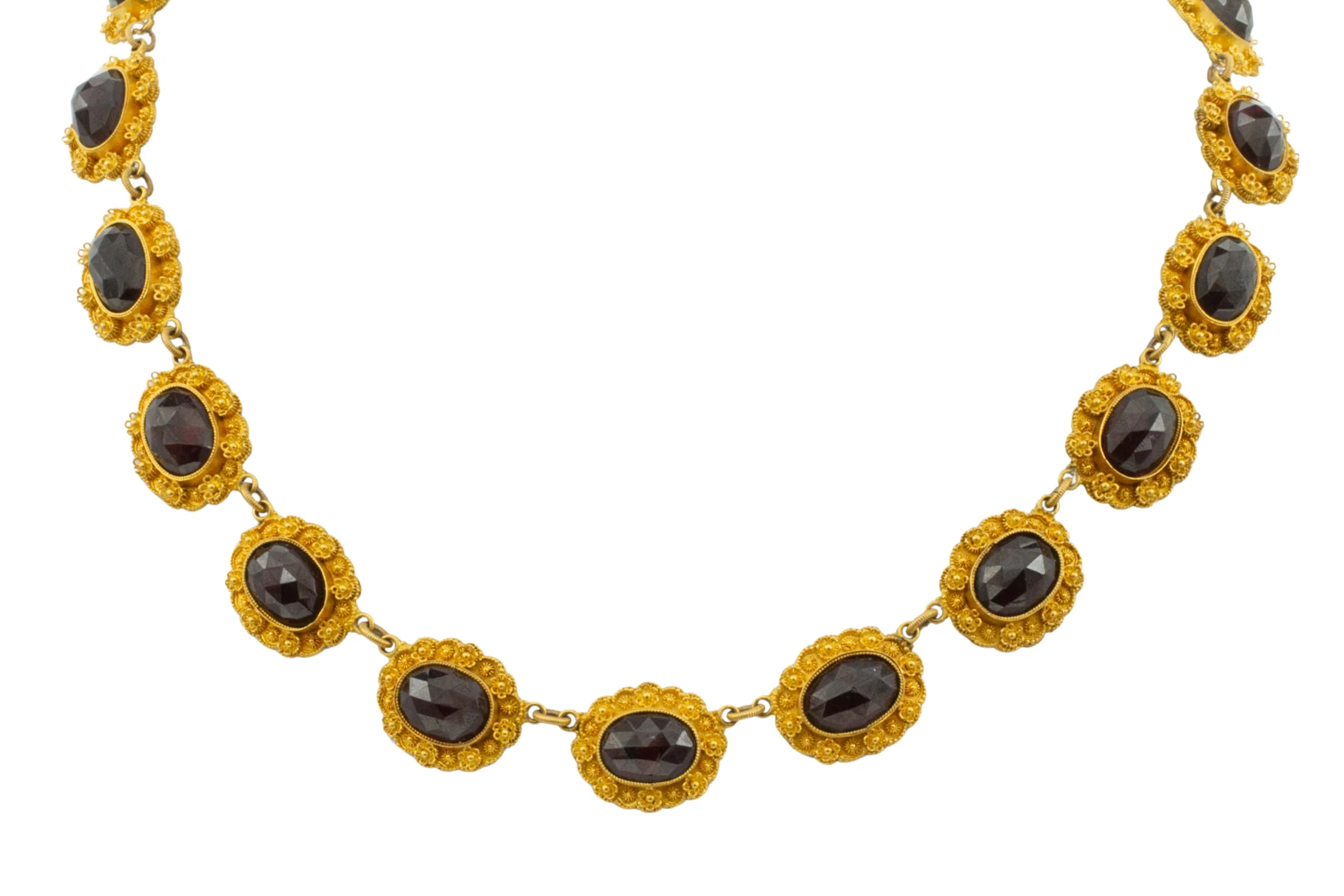 Antique garnet boat collier in 18 carat gold - Image 3