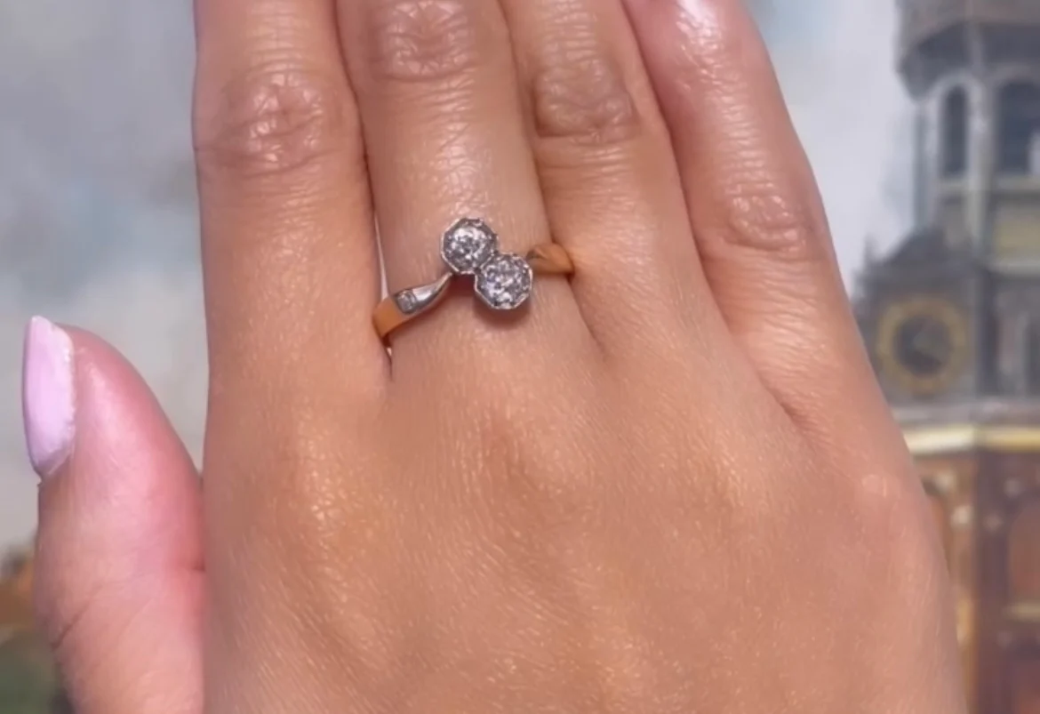 Antique old cut diamond toi et moi ring - Image 6