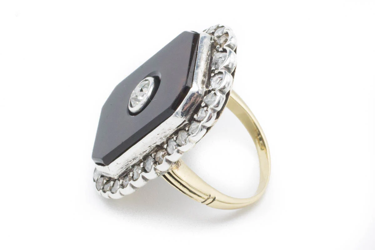 Antique sardonyx & diamond gold ring - Image 3