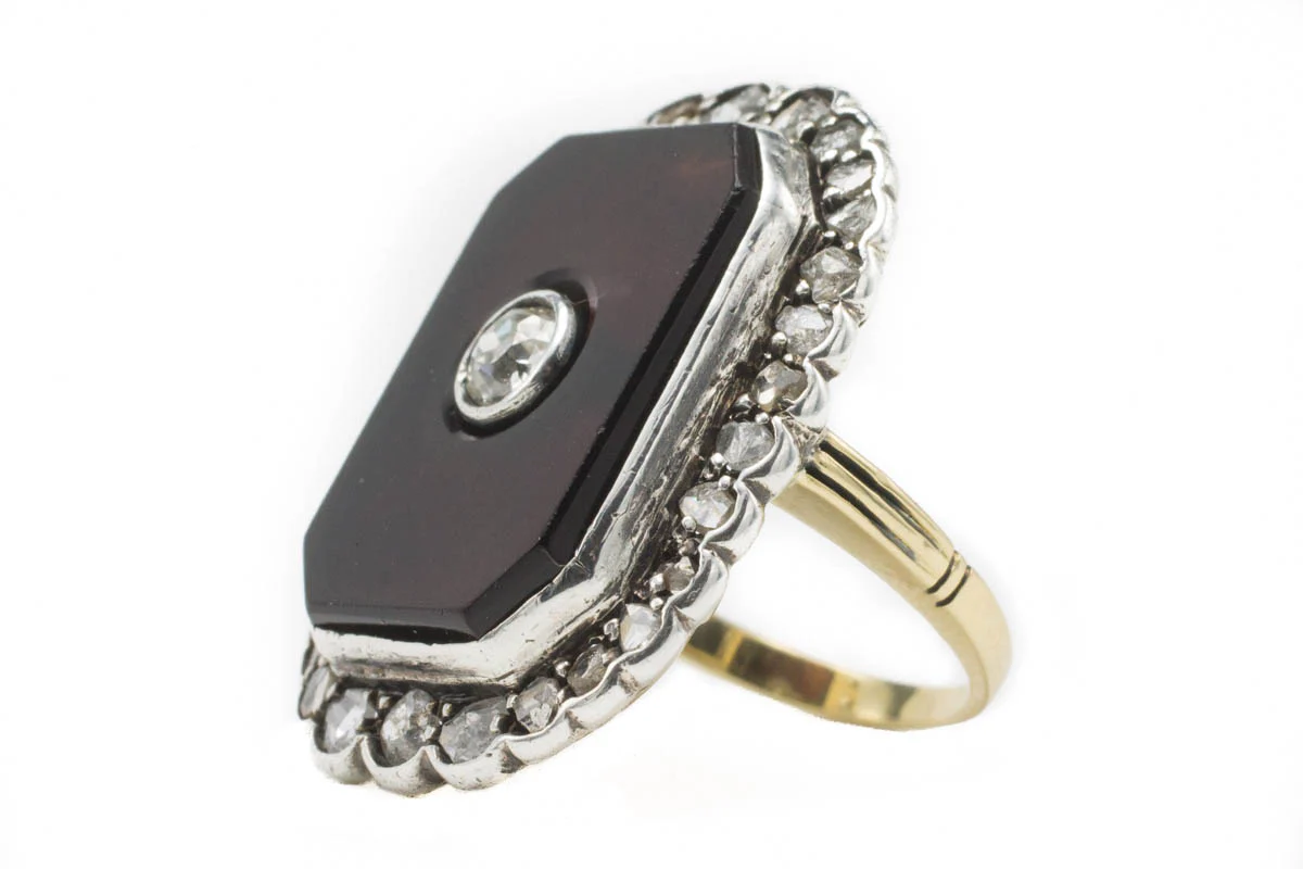 Antique sardonyx & diamond gold ring - Image 4