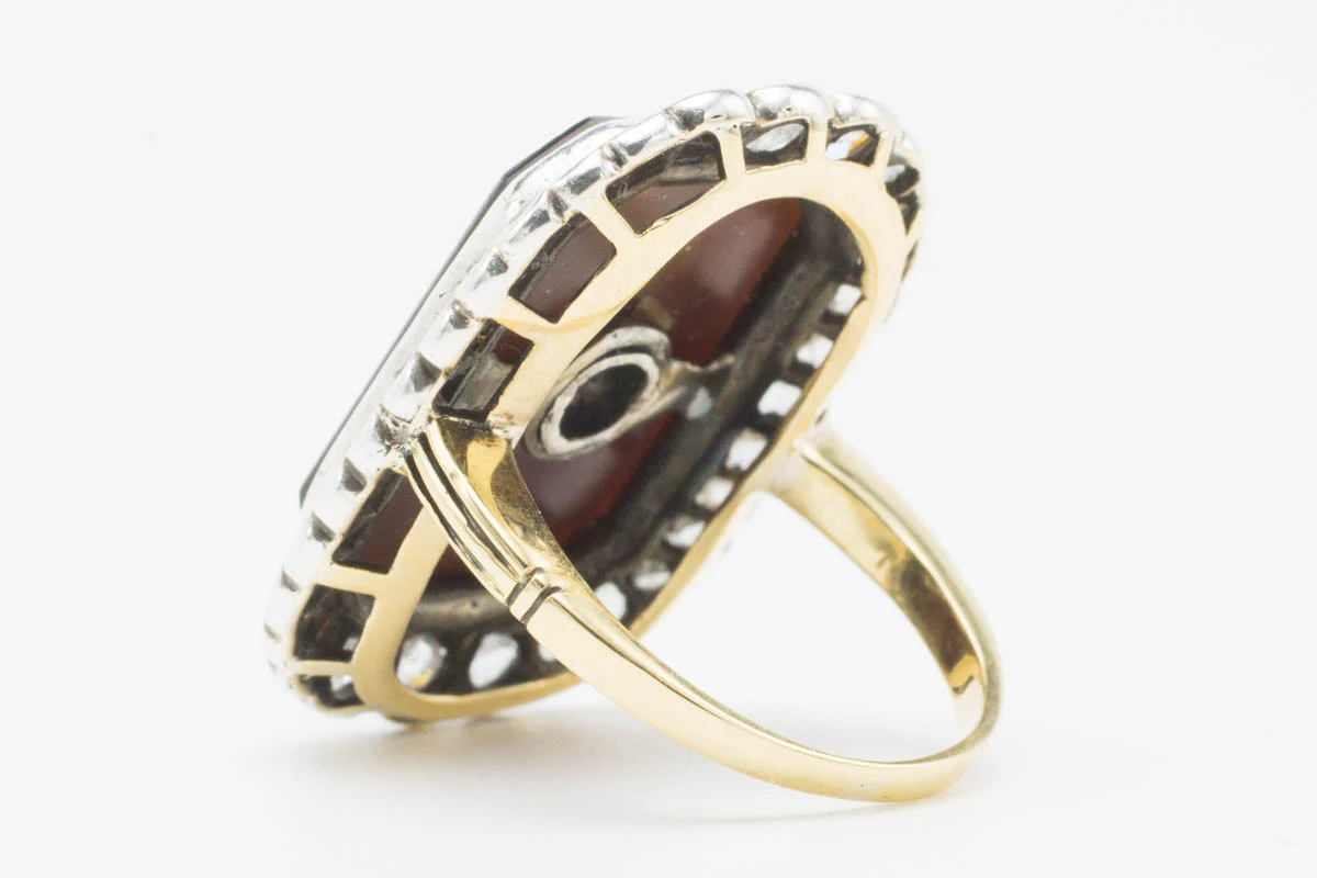 Antique sardonyx & diamond gold ring - Image 5