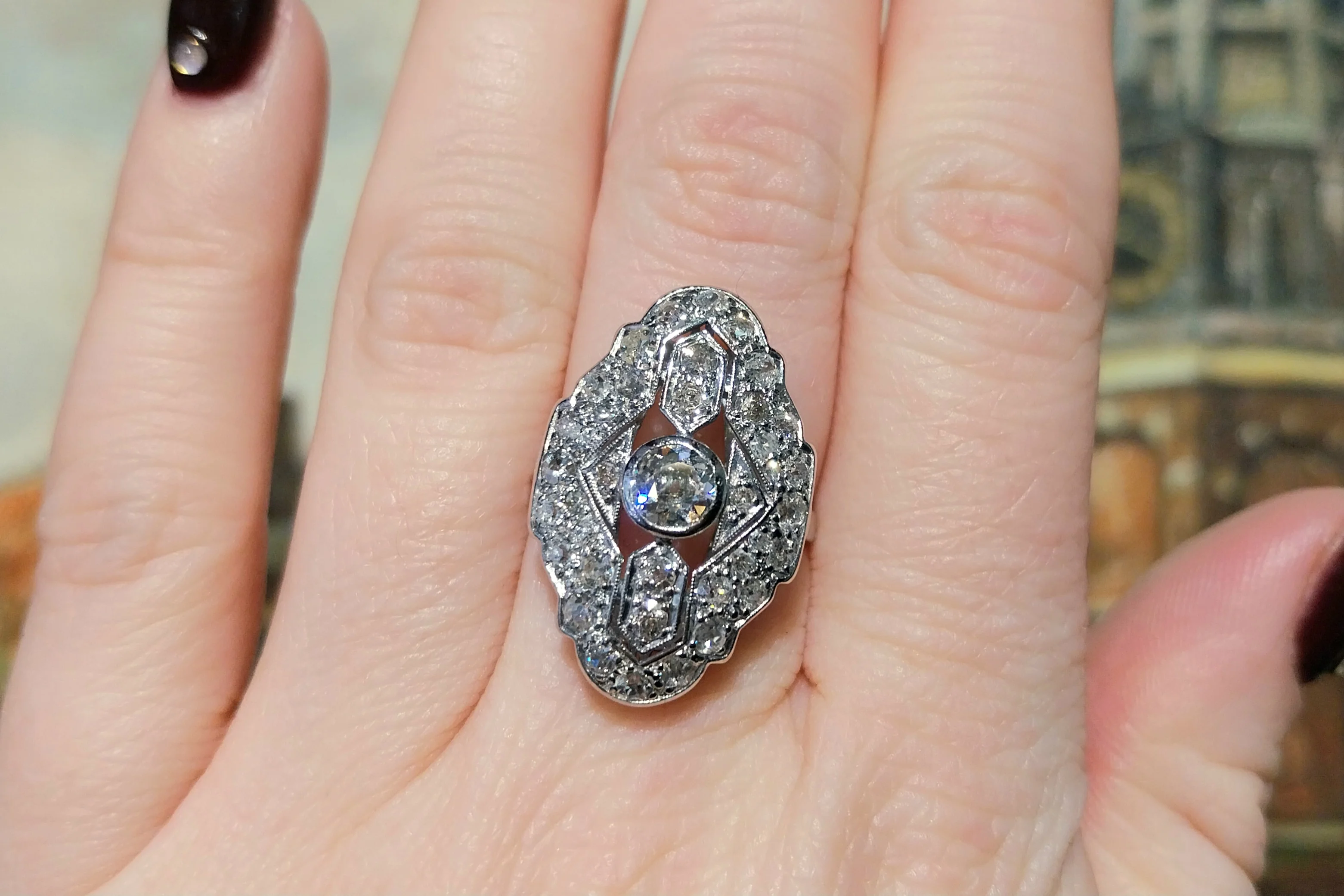 Art Deco diamond ring in white gold - Image 6