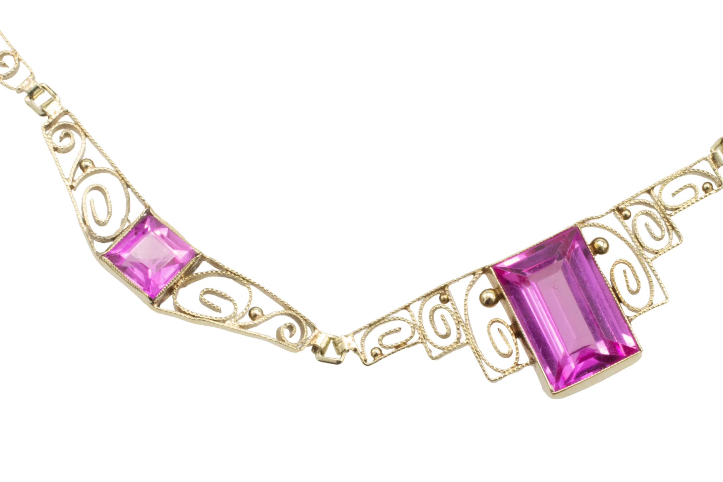 Art Deco filigree collier in 14 carat gold - Image 4