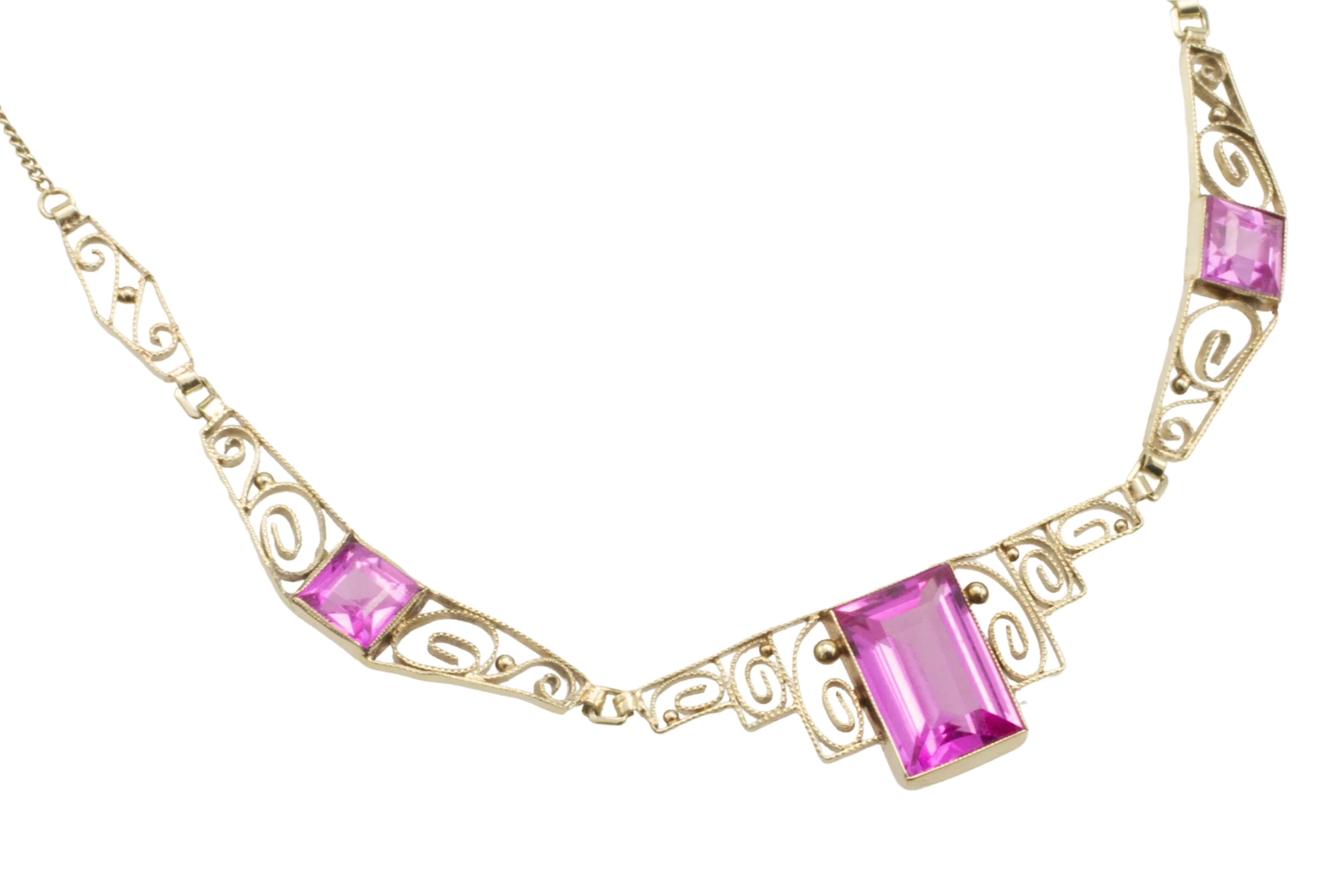 Art Deco filigree collier in 14 carat gold - Image 6
