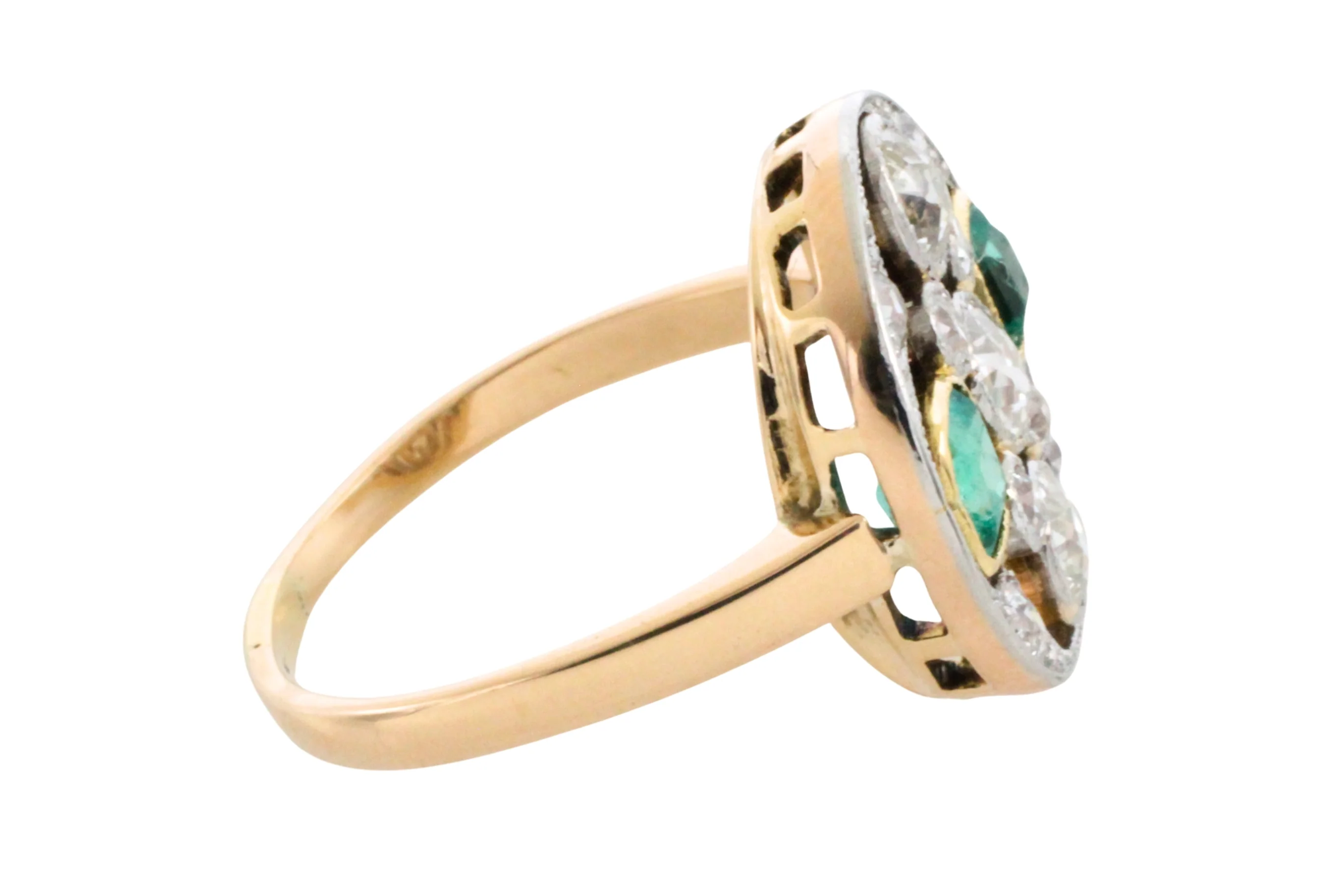 Art Deco old cut diamond and emerald ring - Image 5