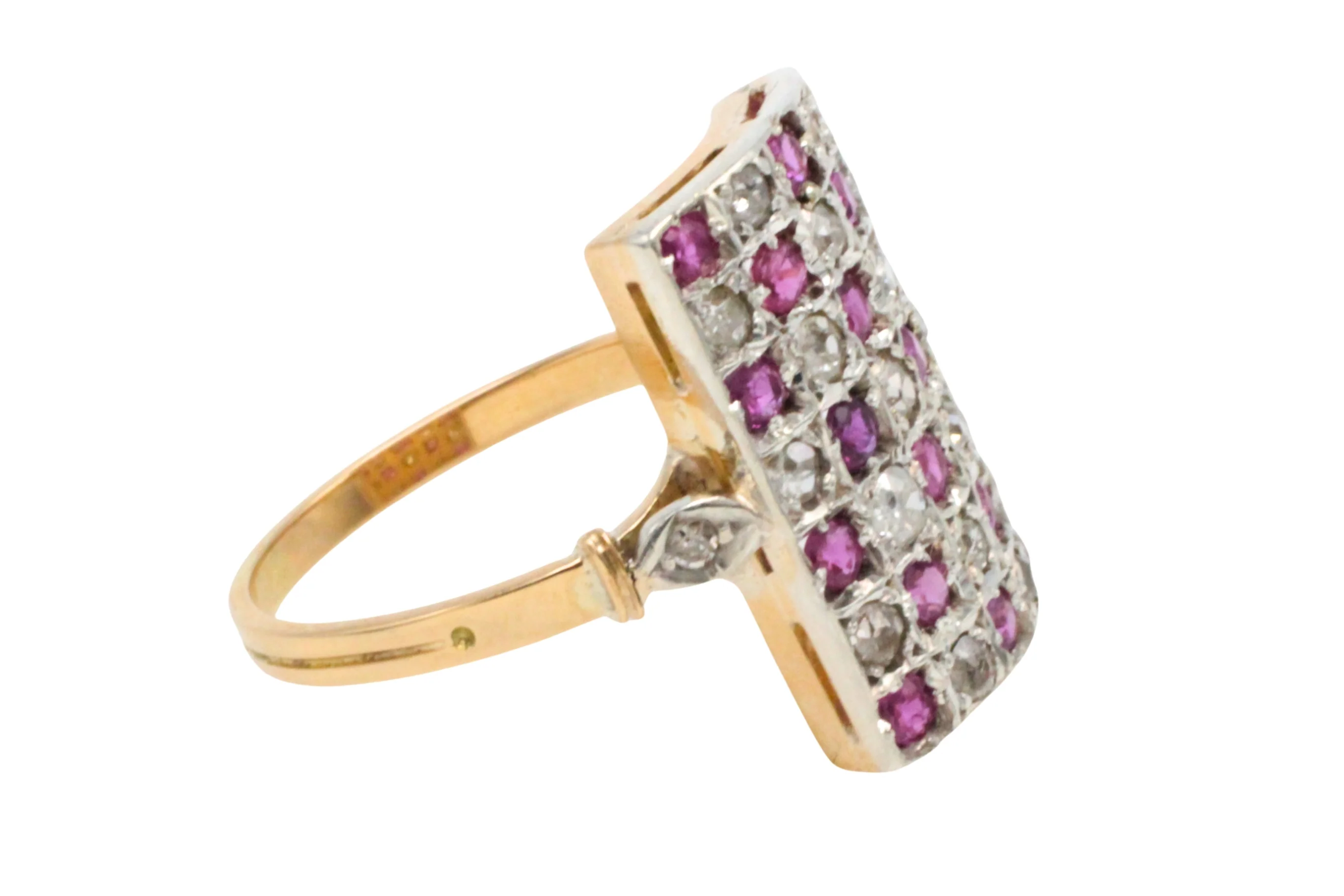 Art Deco ruby and diamond checkerboard ring - Image 2