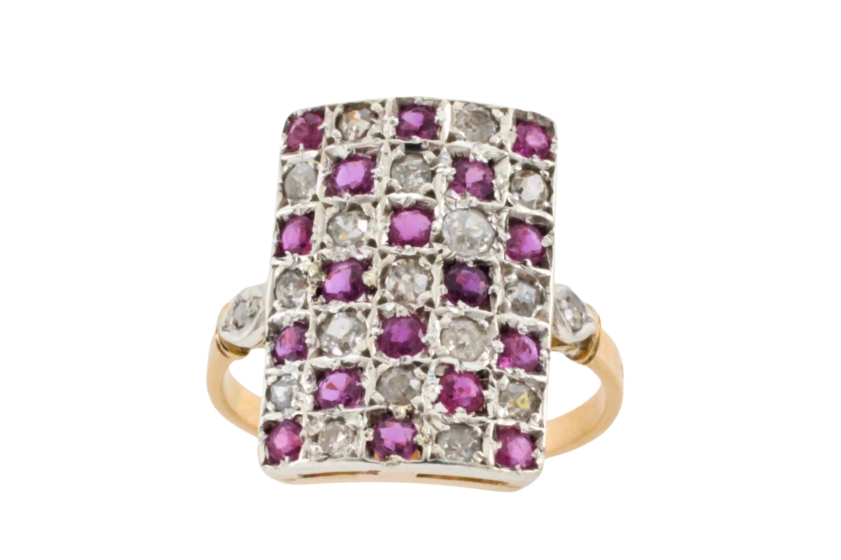 Art Deco ruby and diamond checkerboard ring - Image 3