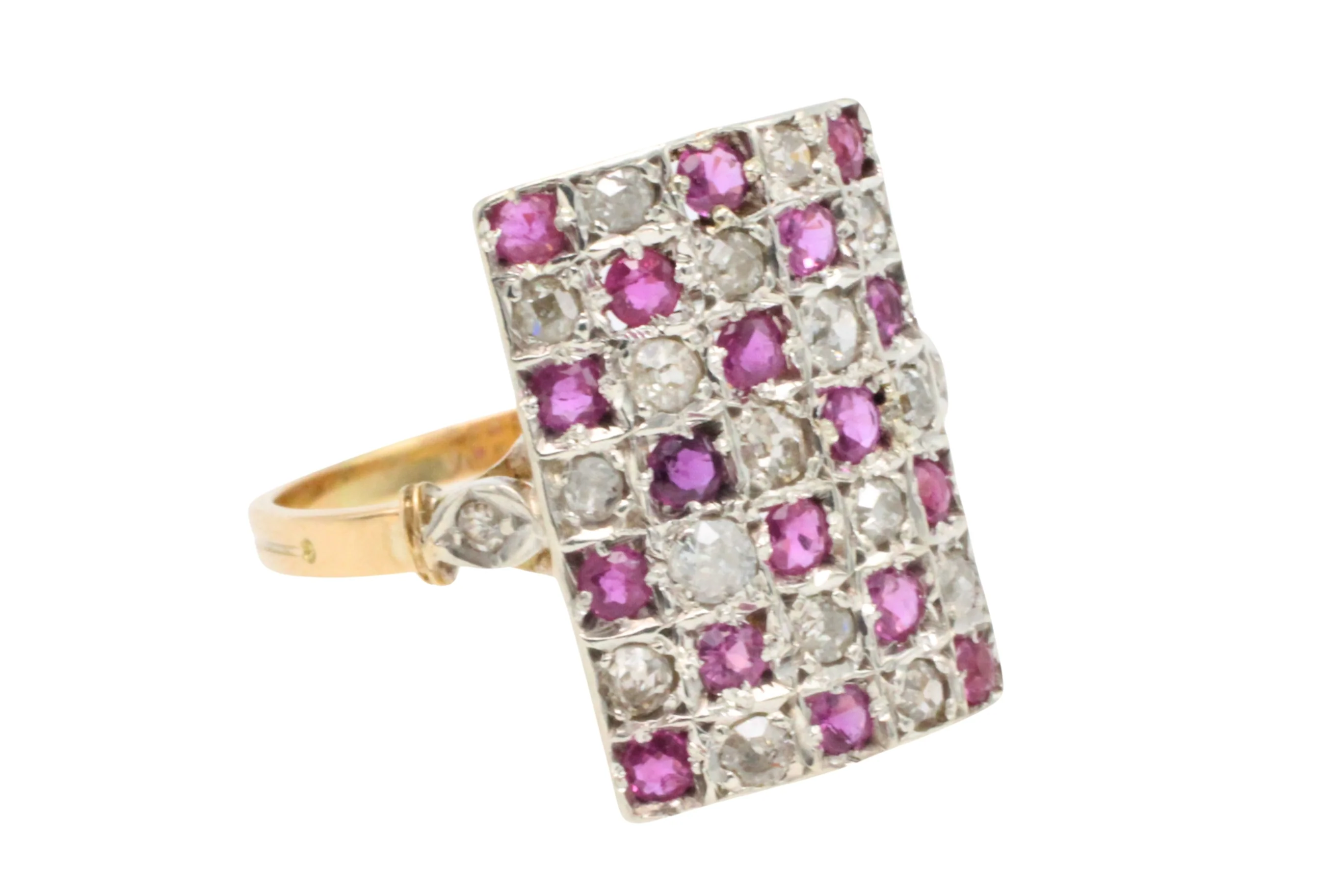 Art Deco ruby and diamond checkerboard ring - Image 4