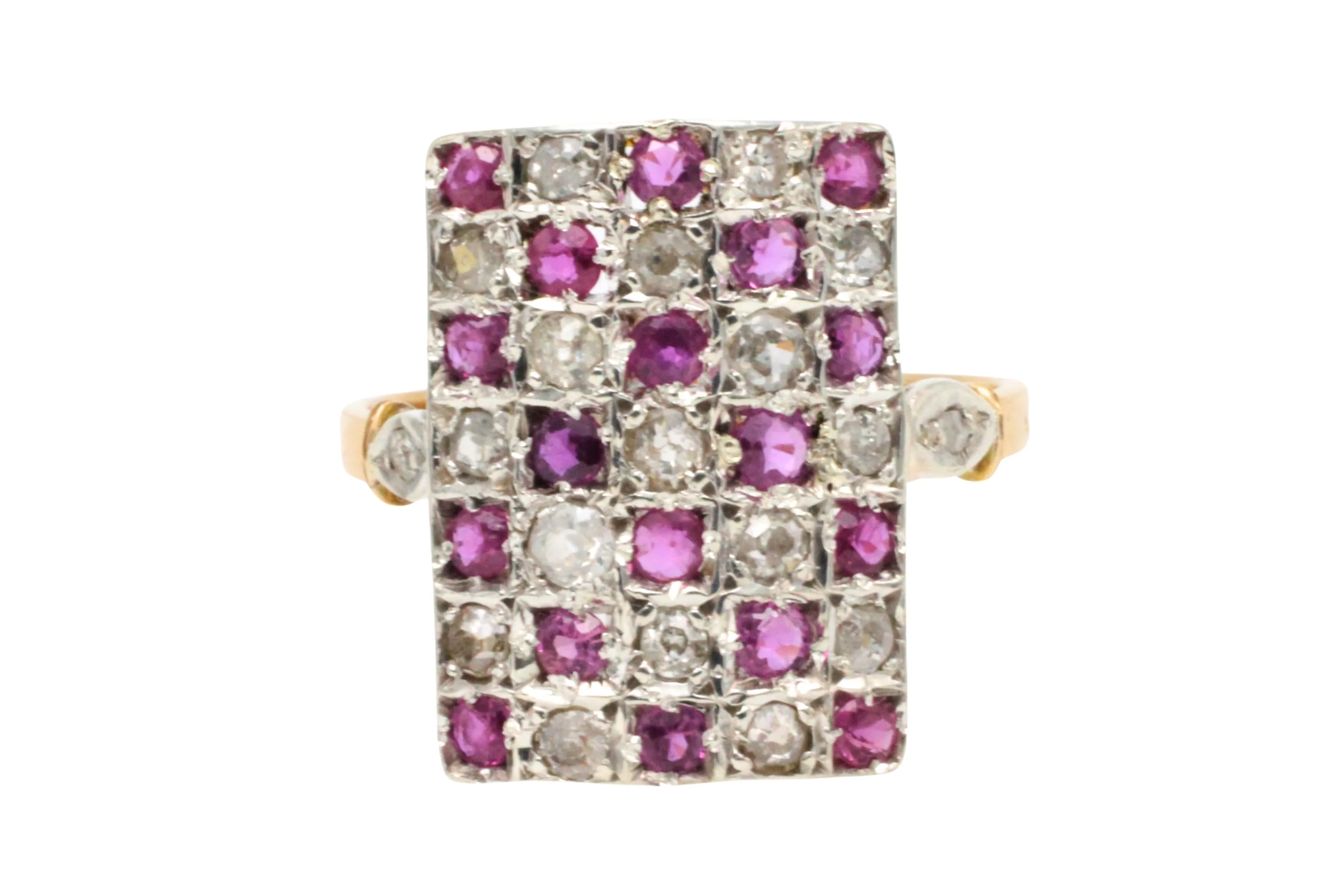 Art Deco ruby and diamond checkerboard ring - Image 5