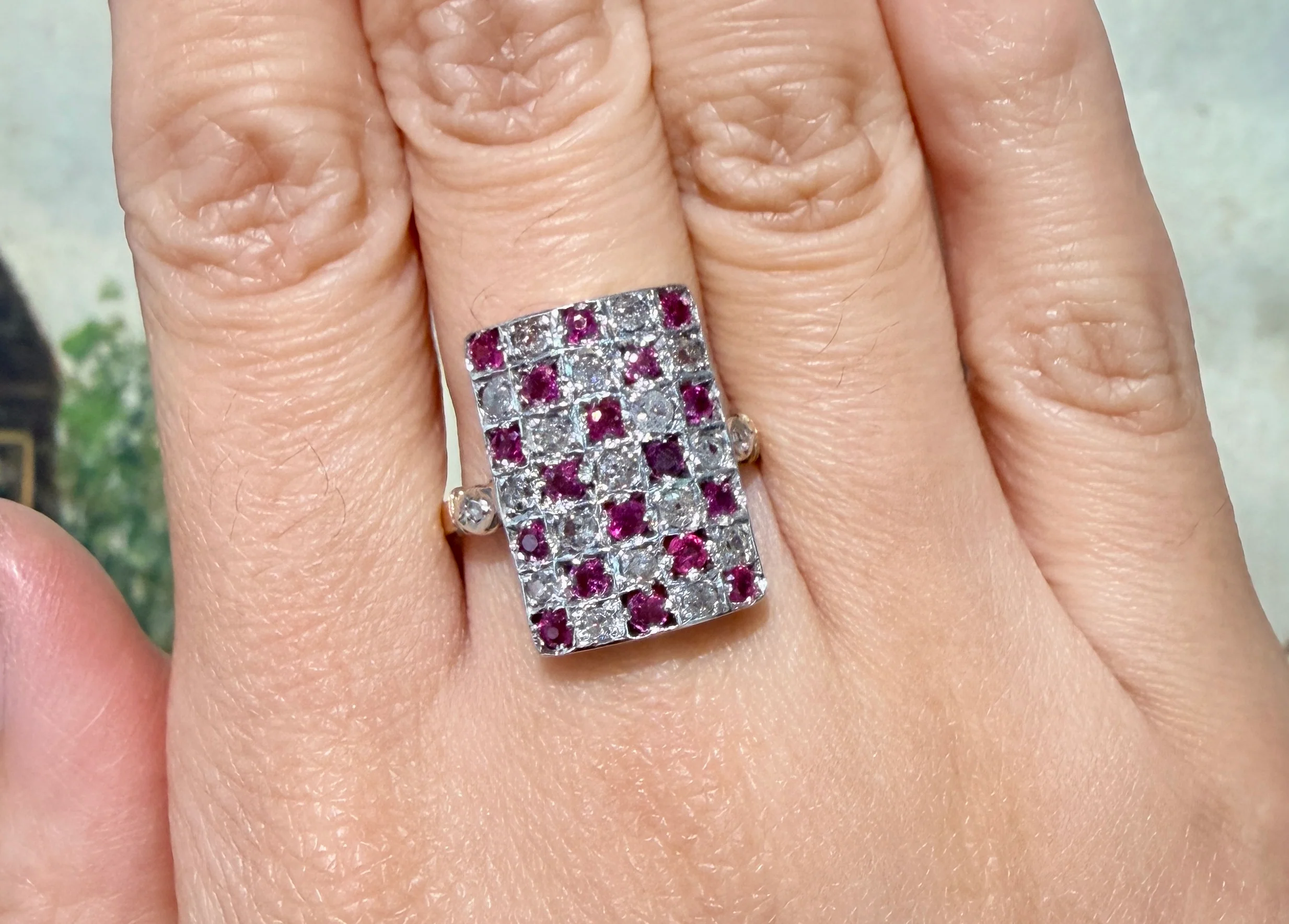 Art Deco ruby and diamond checkerboard ring - Image 7