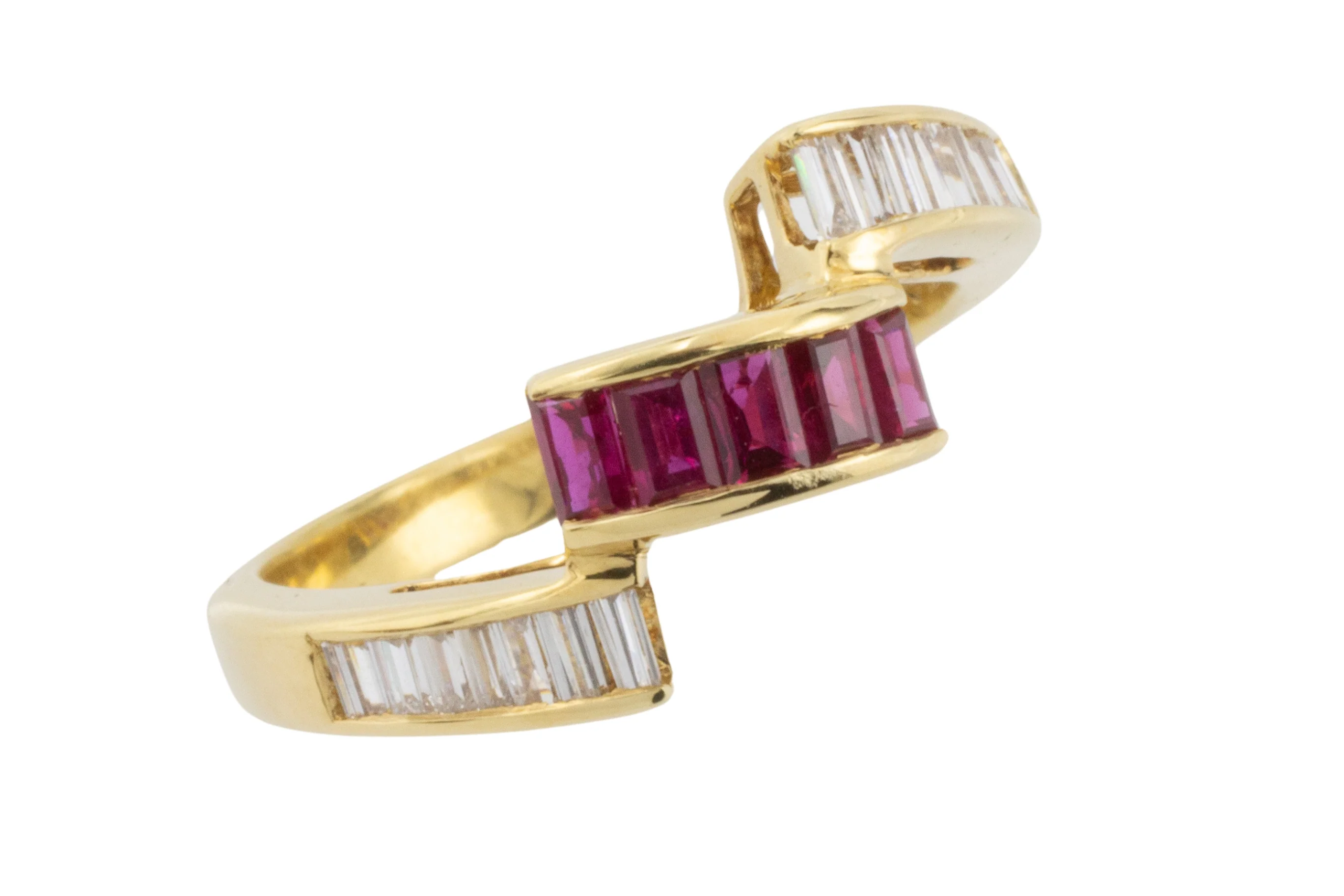 Baguette ruby and diamond ring in 18 carat gold - Image 3