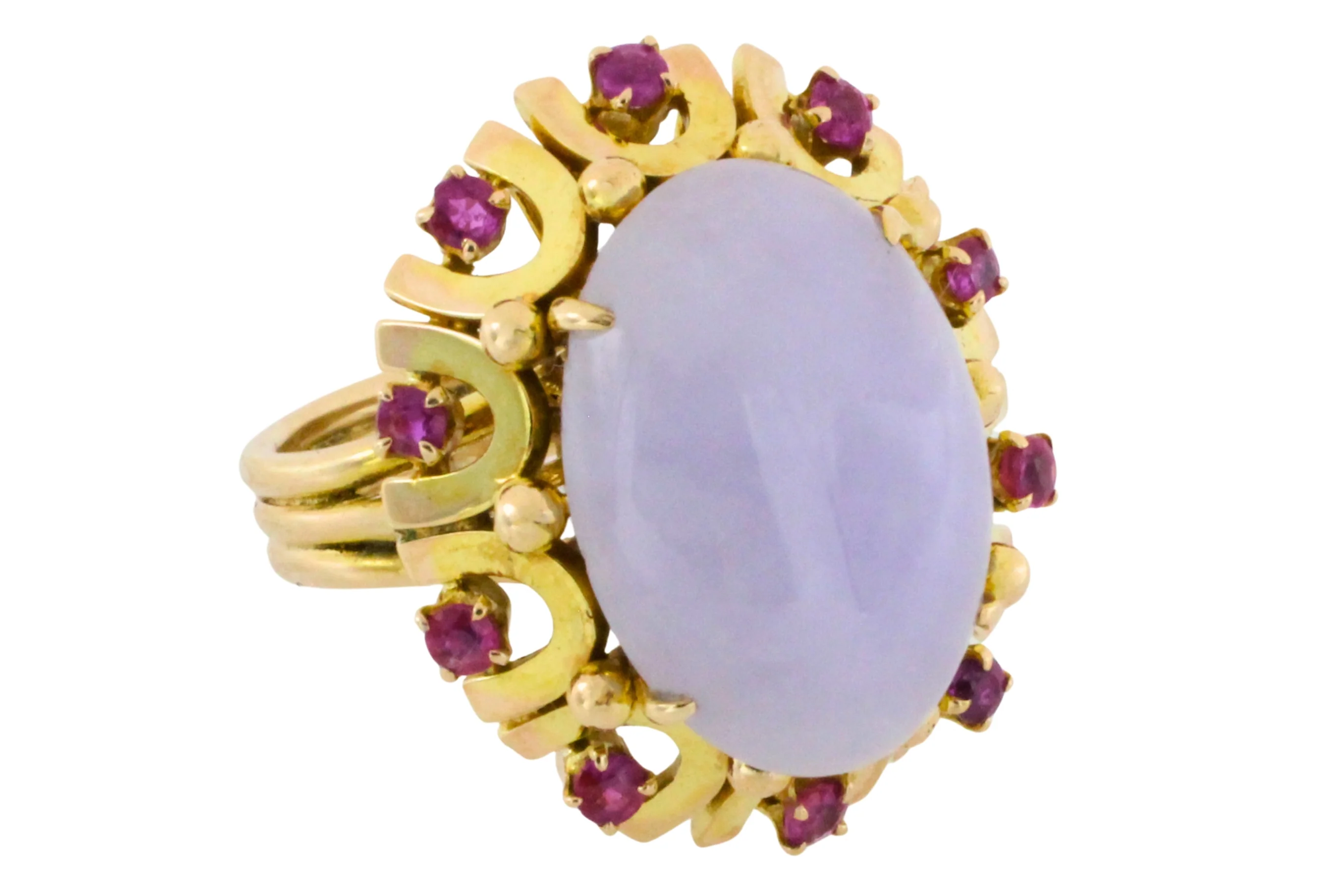Cabochon lavender jade and ruby ring - Image 3