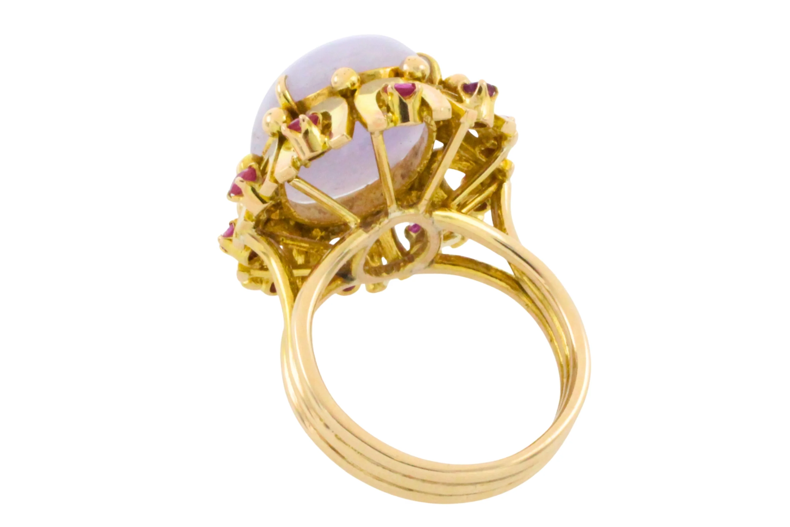 Cabochon lavender jade and ruby ring - Image 4