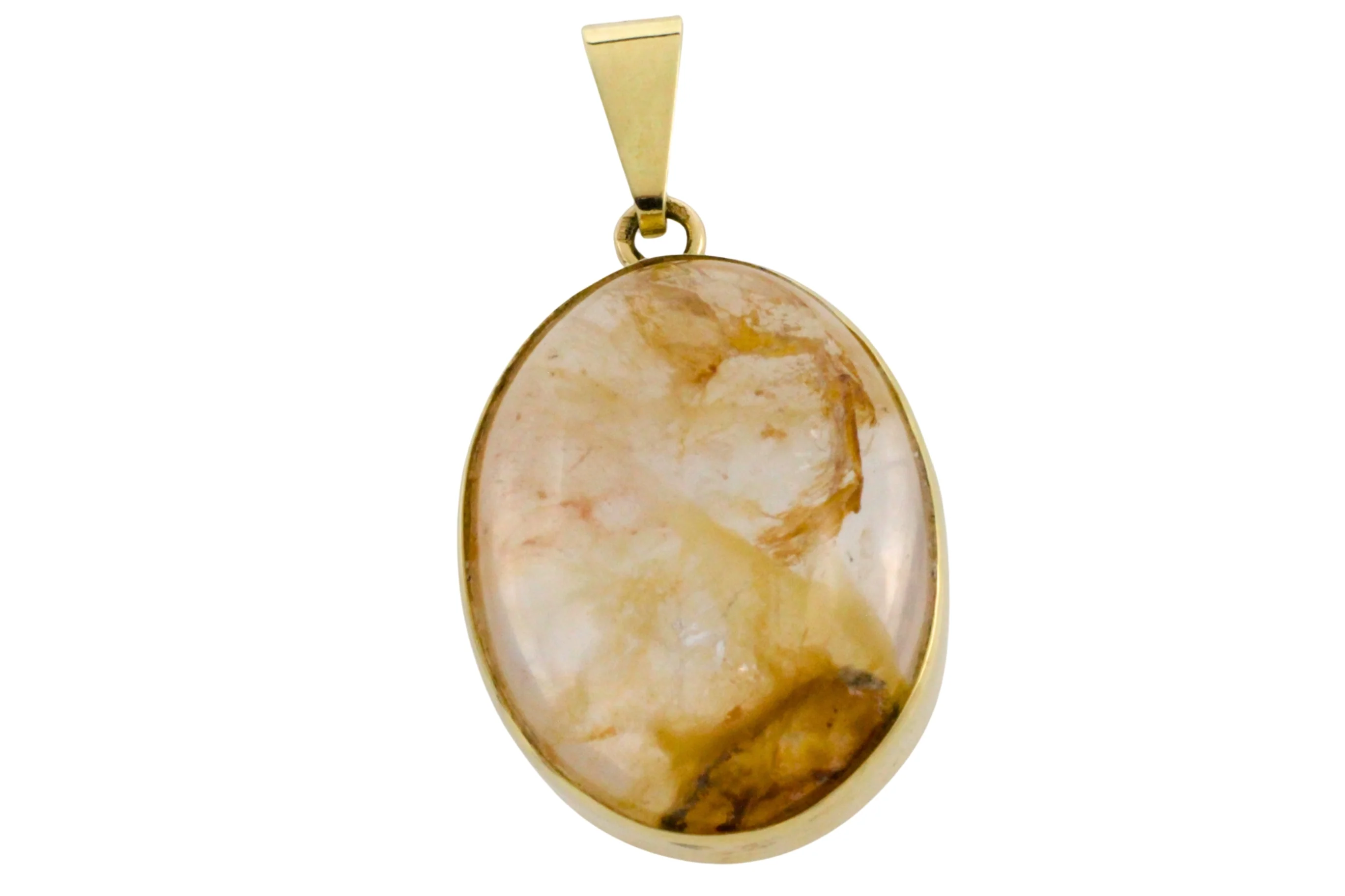 Cabochon quartz pendant in 14 carat gold - Image 3
