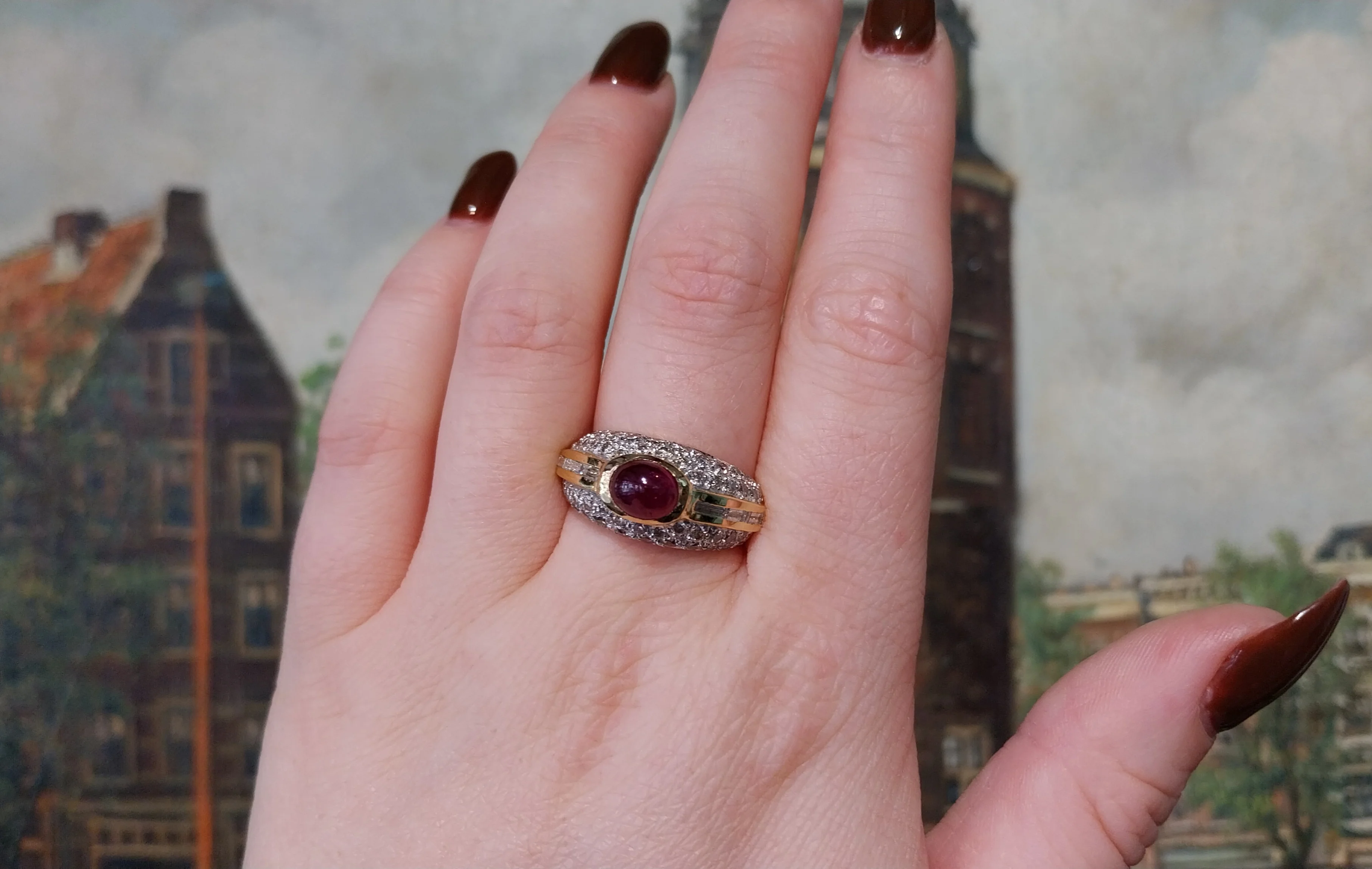 Cabochon ruby and diamond ring - Image 7