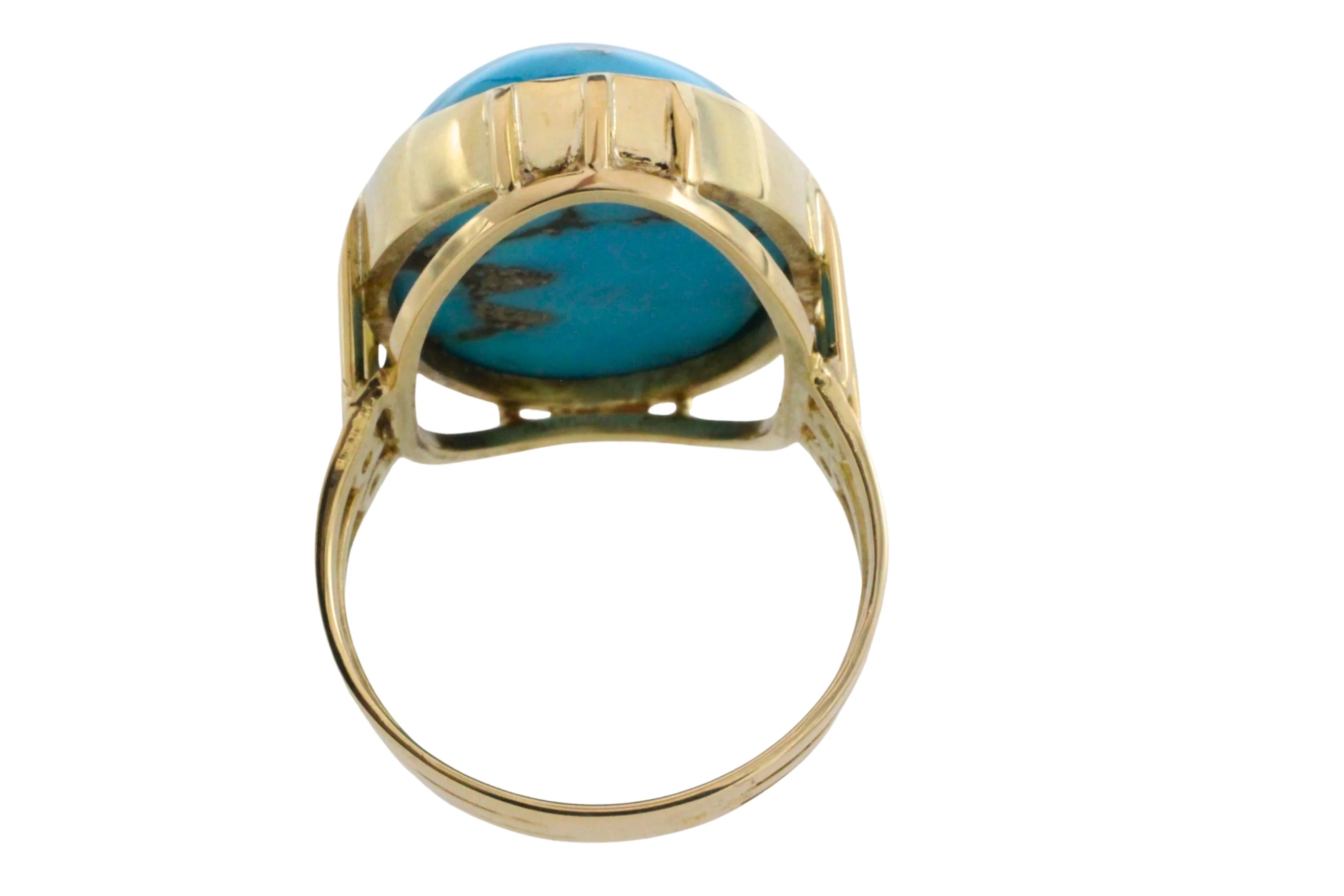 Cabochon turquoise ring in 14 carat gold - Image 6