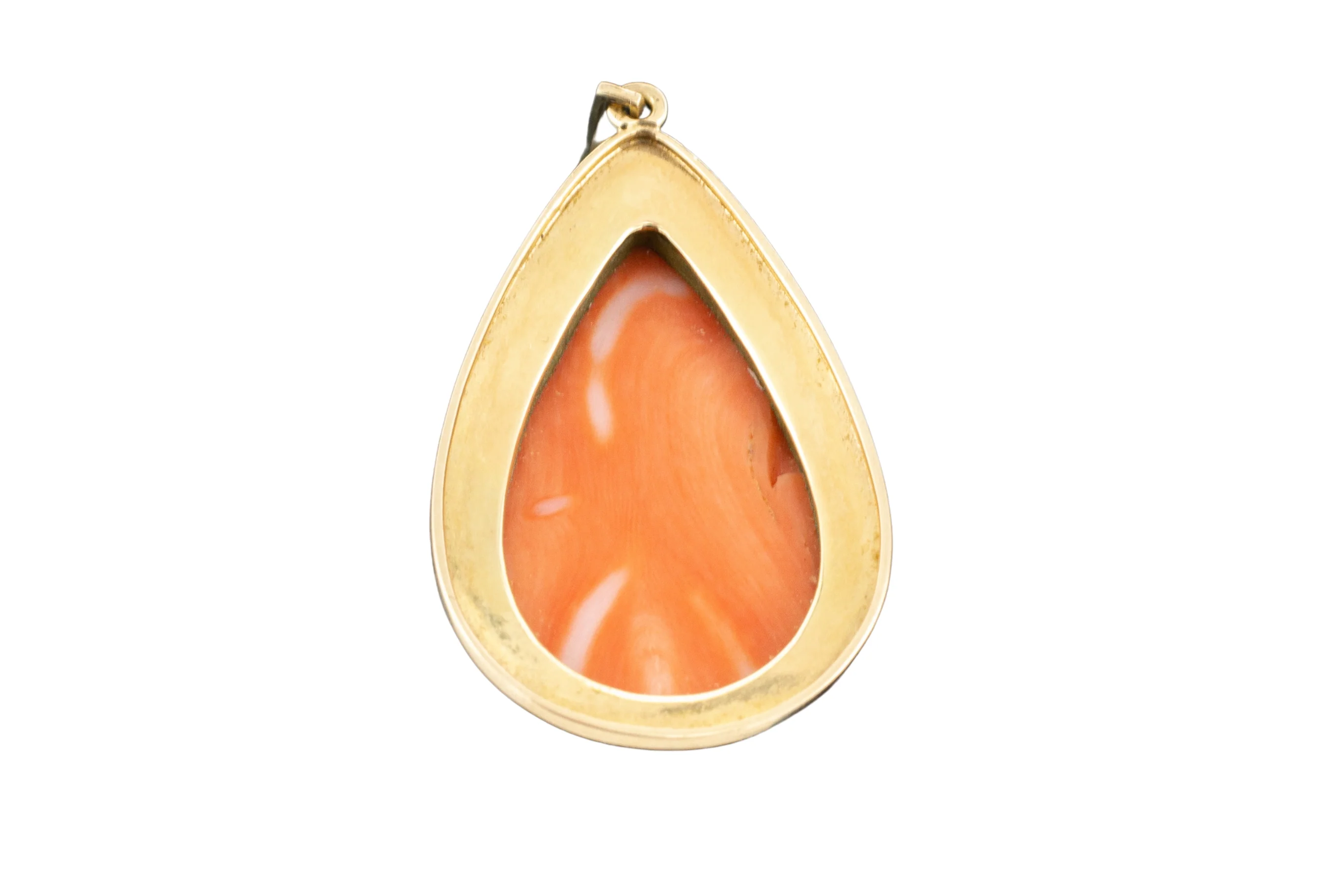 Carved coral pendant in 14 carat gold - Image 4