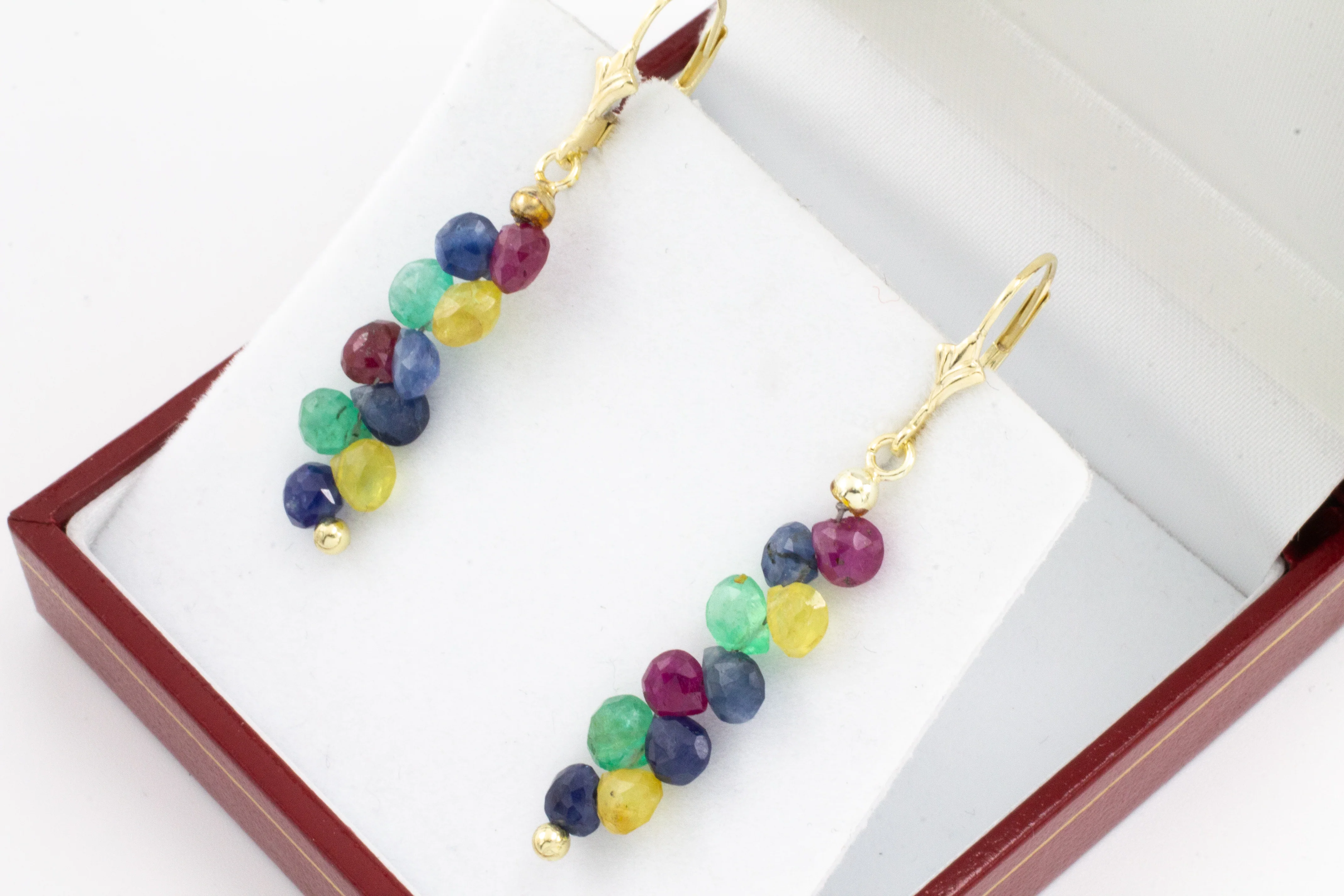 Sapphire, emerald and ruby pendant earrings - Image 3