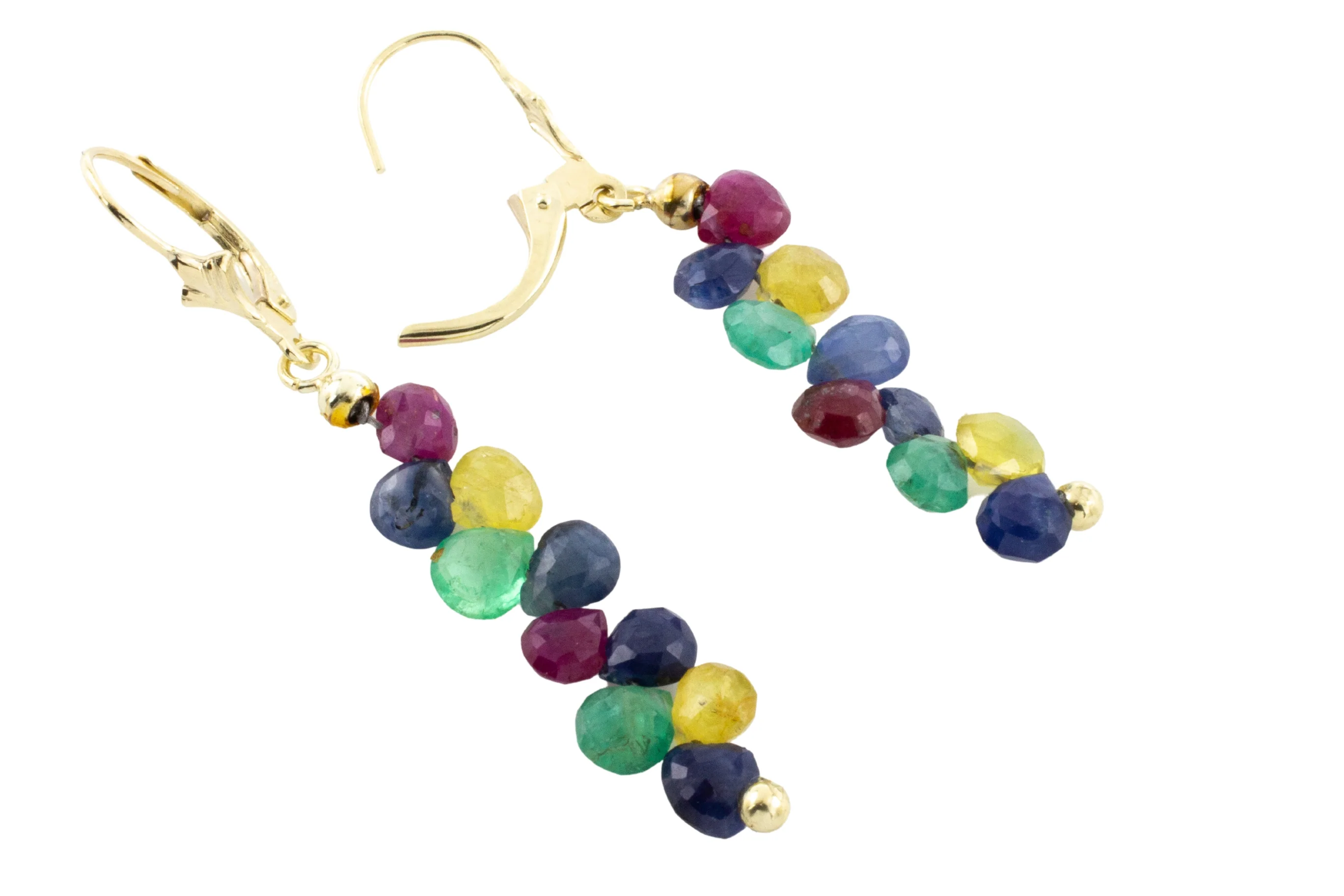 Sapphire, emerald and ruby pendant earrings - Image 4