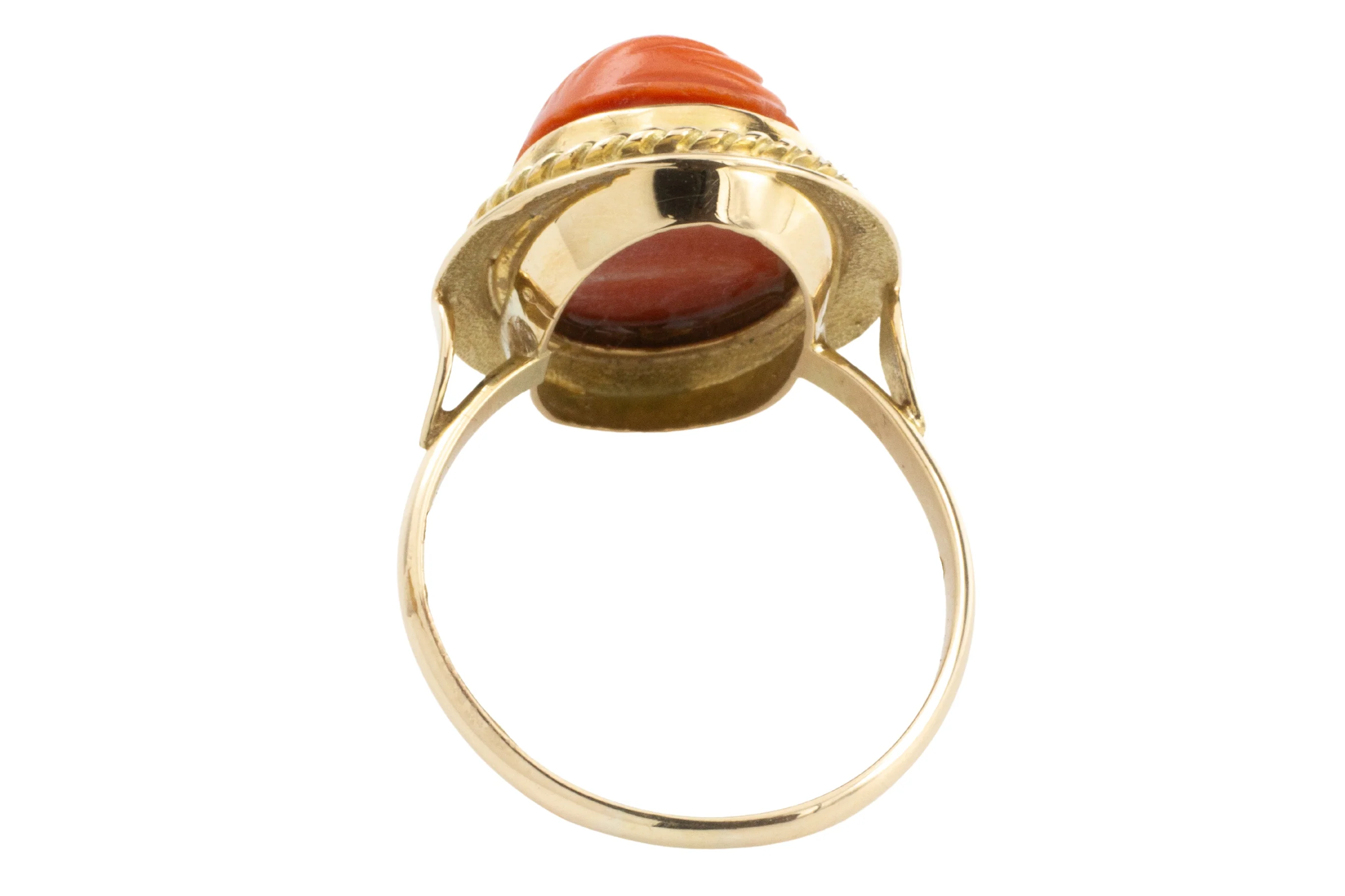 Coral cameo ring in 14 carat gold - Image 5