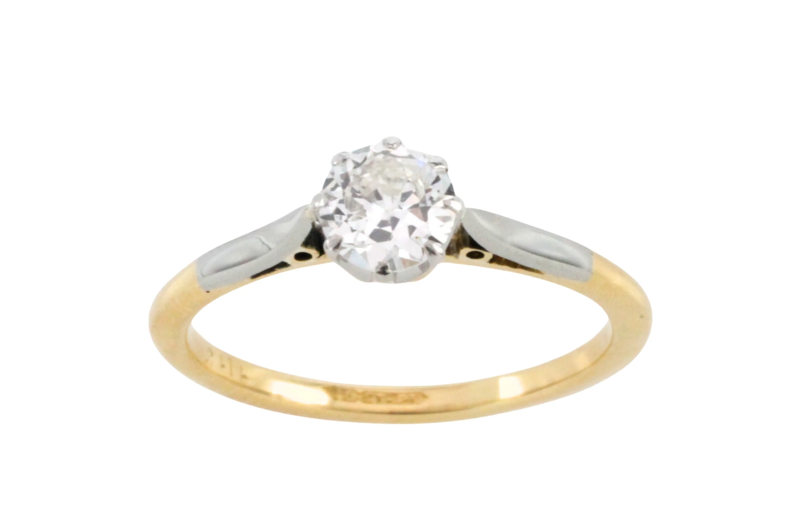 Diamond solitaire ring in platinum and gold - Image 3