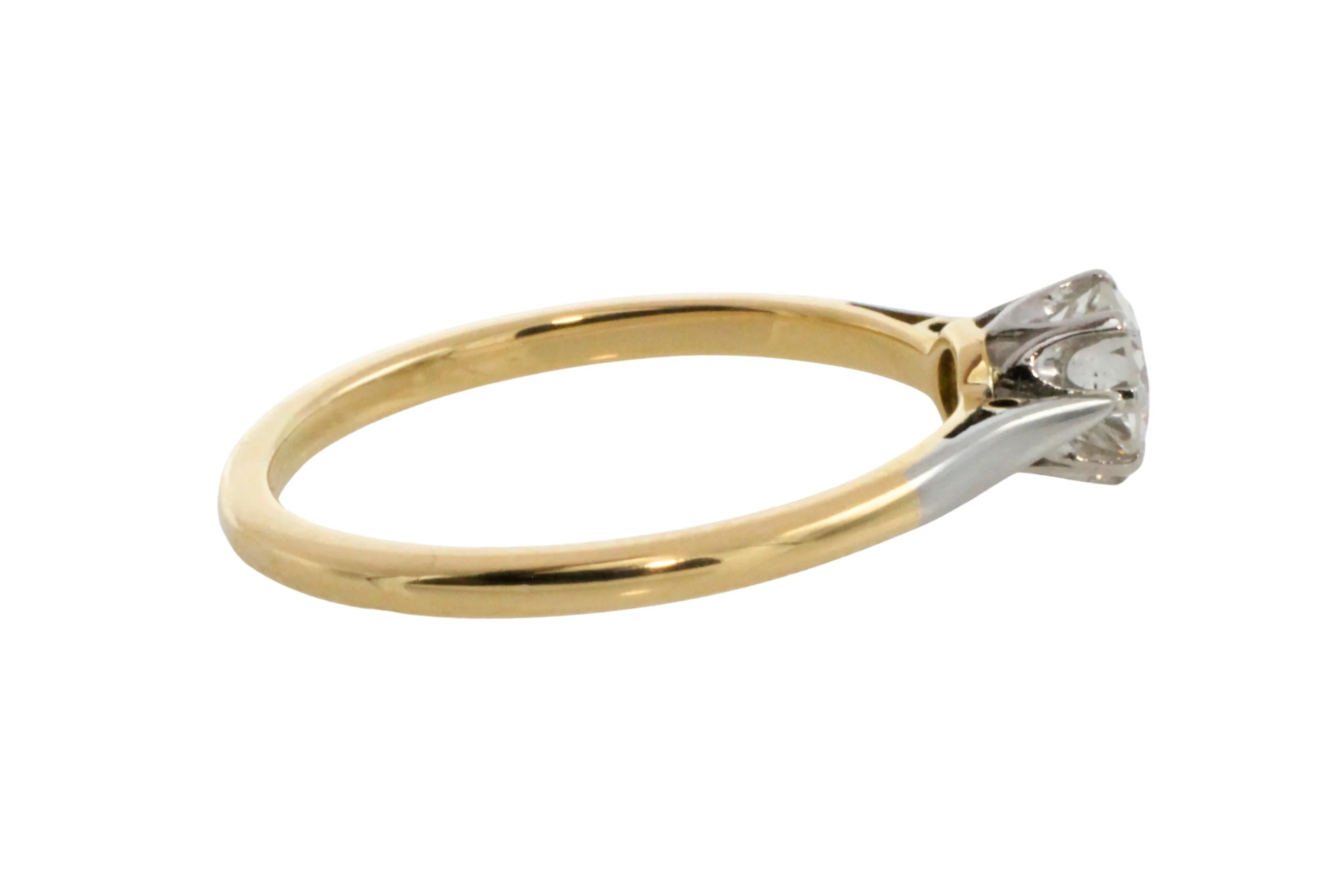 Diamond solitaire ring in platinum and gold - Image 4