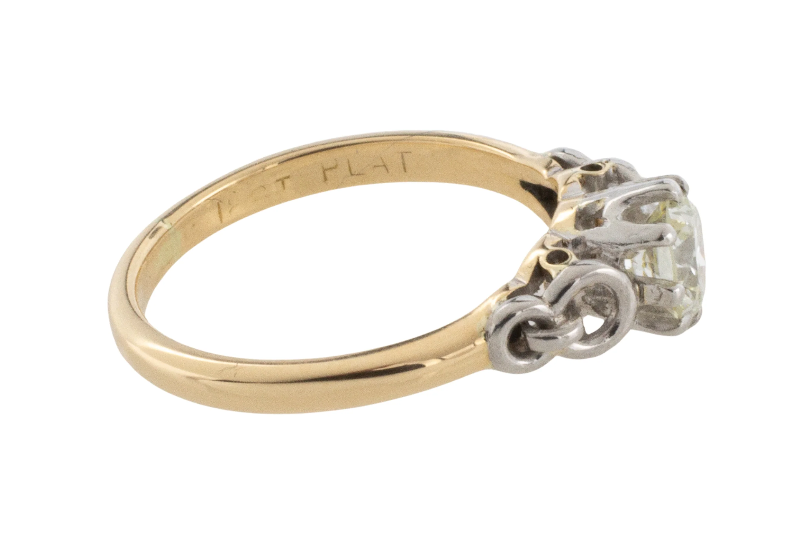 Diamond solitaire ring in platinum and gold - Image 5