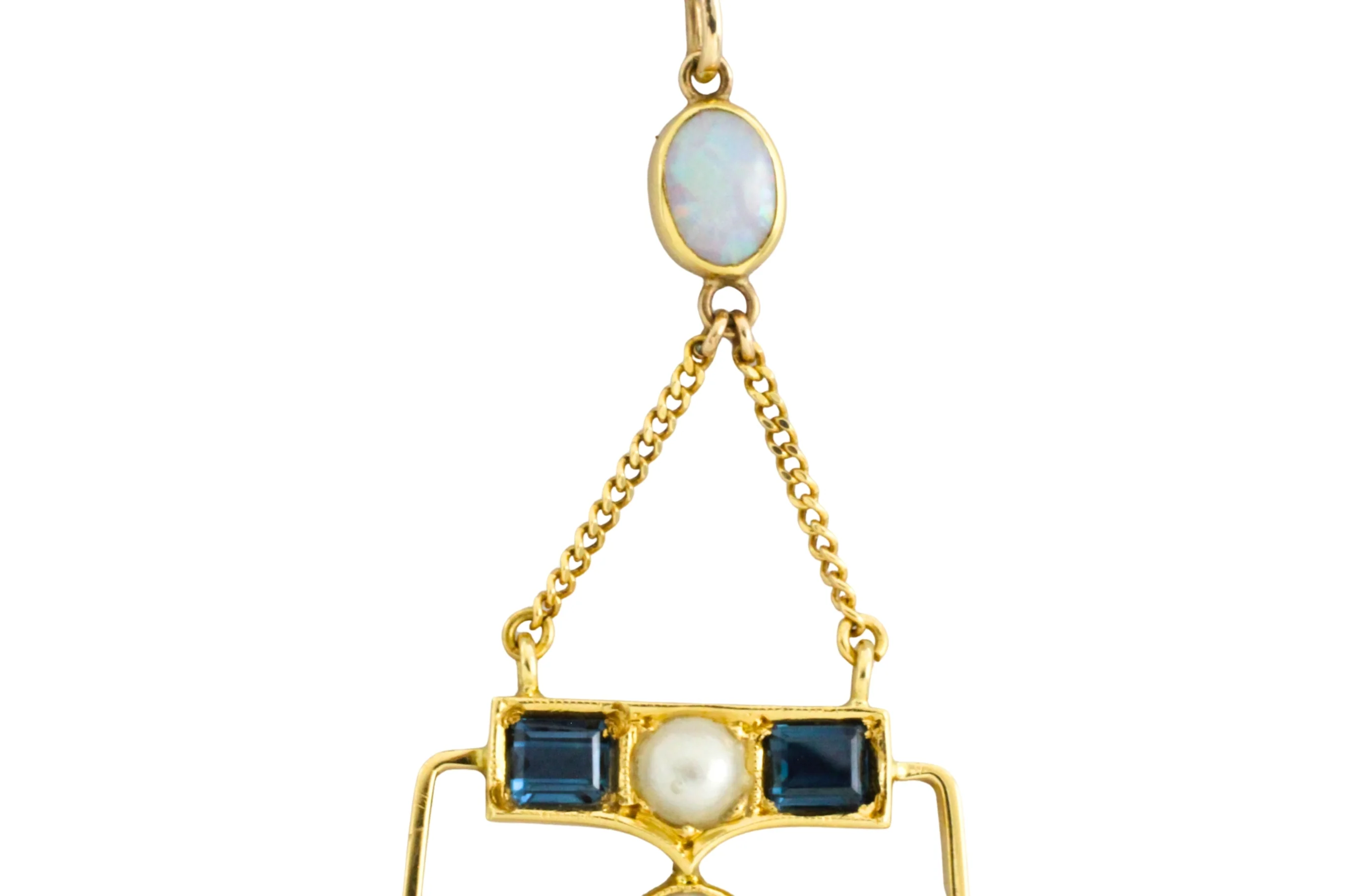 Edwardian diamond, opal, sapphire and pearl pendant - Image 5