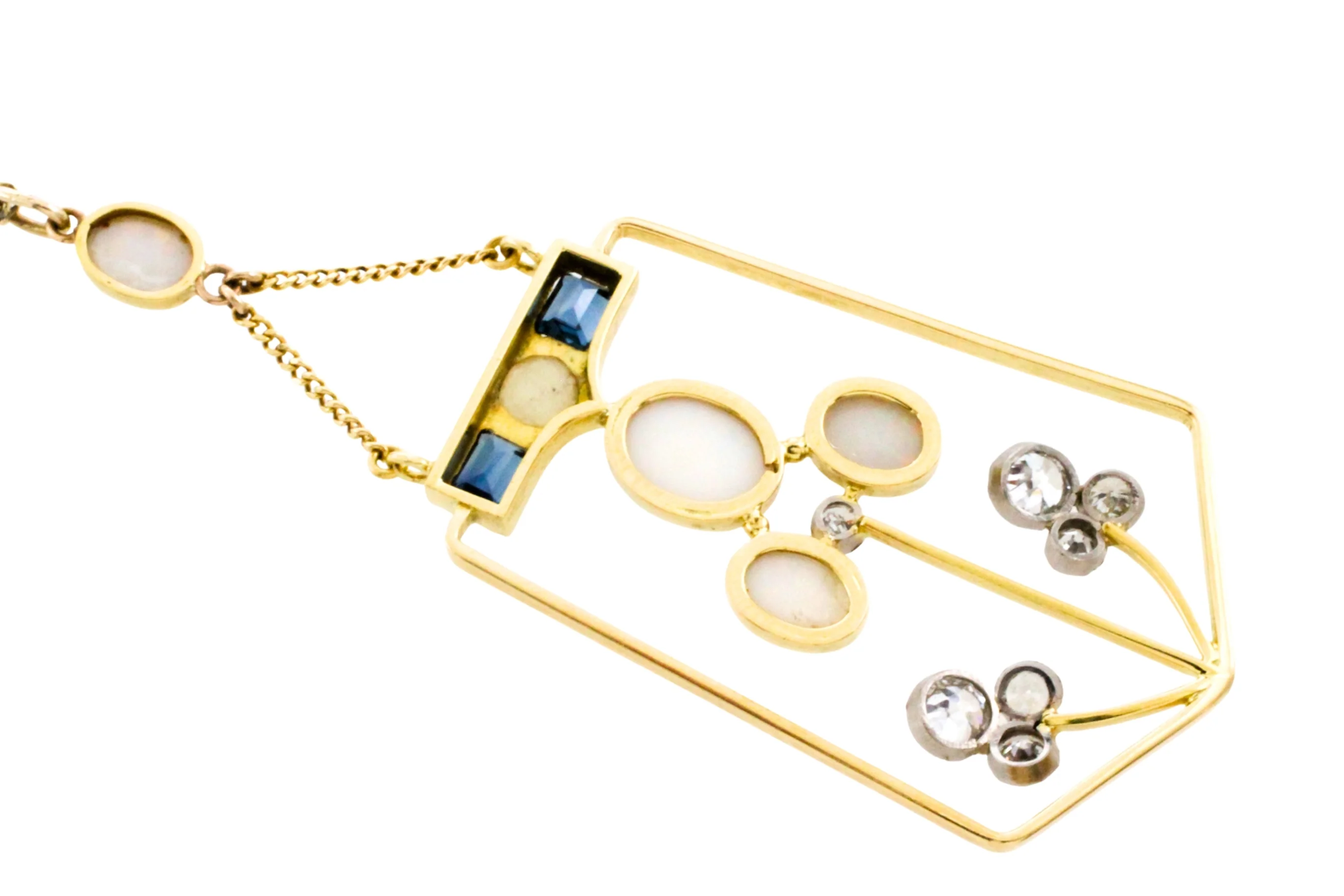 Edwardian diamond, opal, sapphire and pearl pendant - Image 7