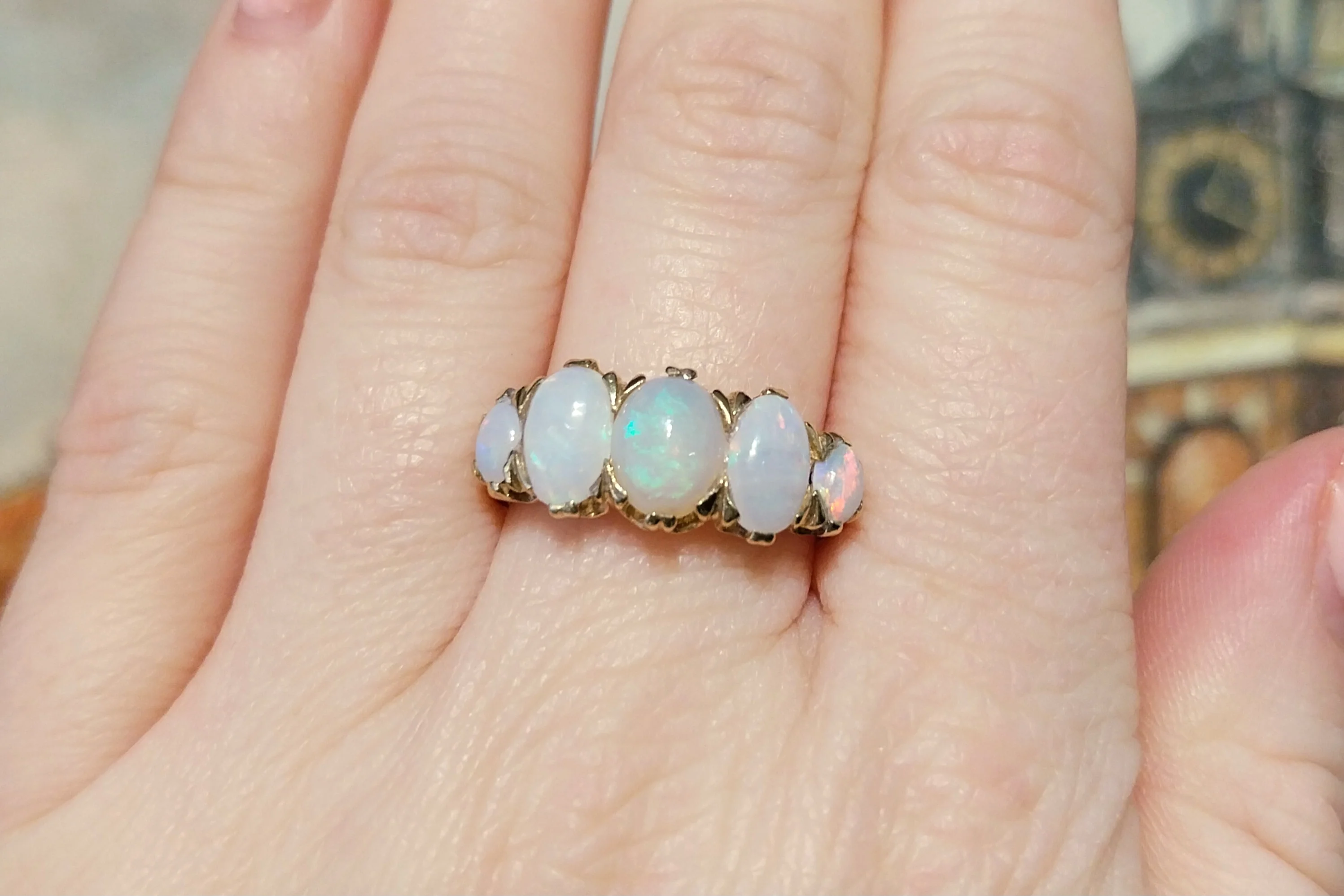 Edwardian five stone opal ring - Image 7
